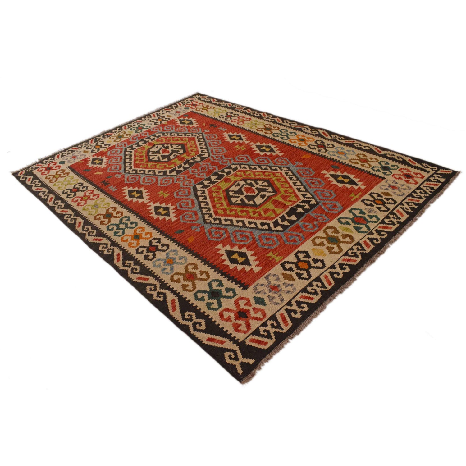 Hand Woven Wool Kelim 5' 10" x 7' 9" ft / 178 x 236 cm - No. P34962