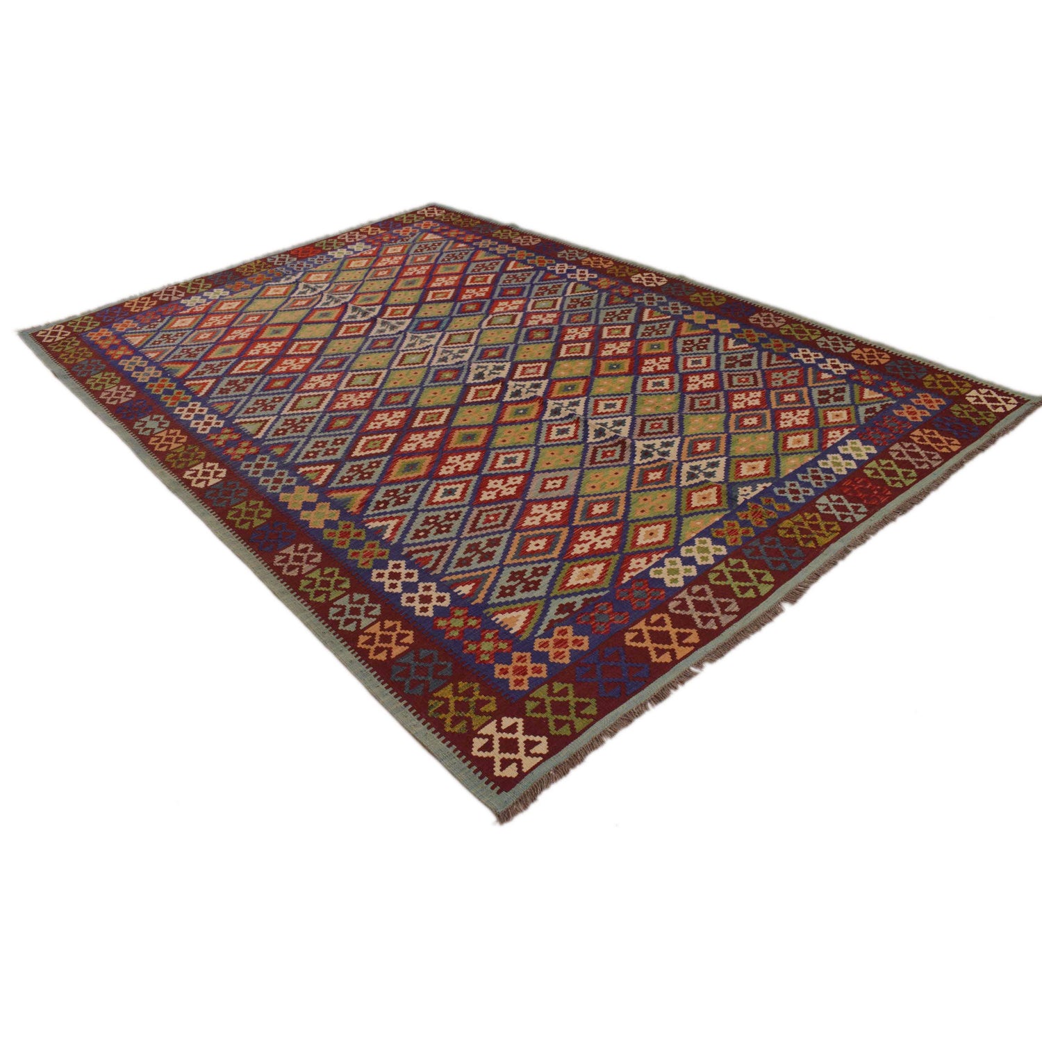 Handmade Turkish Design Wool Kilim 6' 11" x 9' 7" ft / 210 x 292 cm - No. P34964