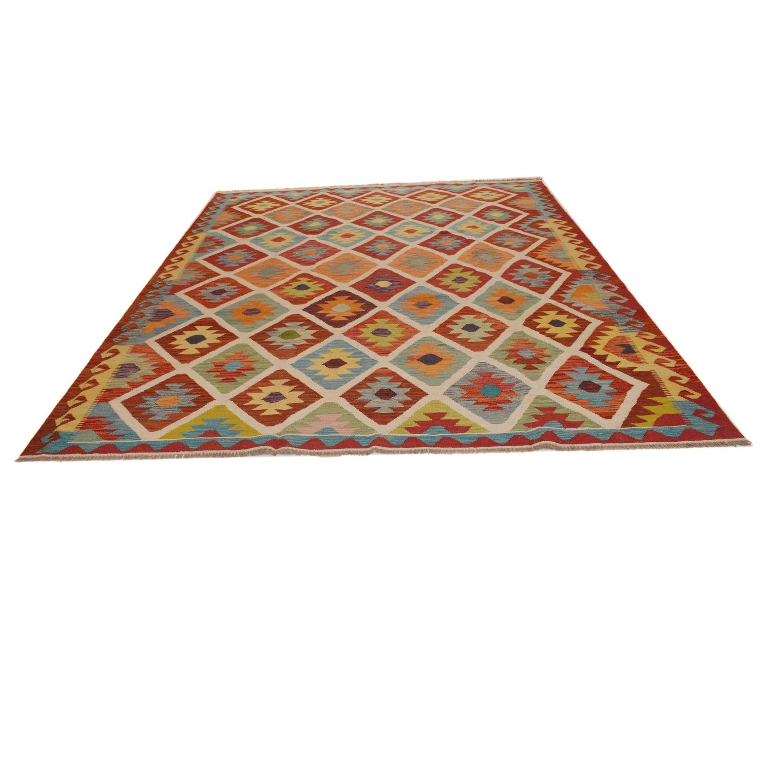Hand Knotted Flatweave Kilim 7' 11" x 9' 11" ft / 242 x 303 cm - No. P34965