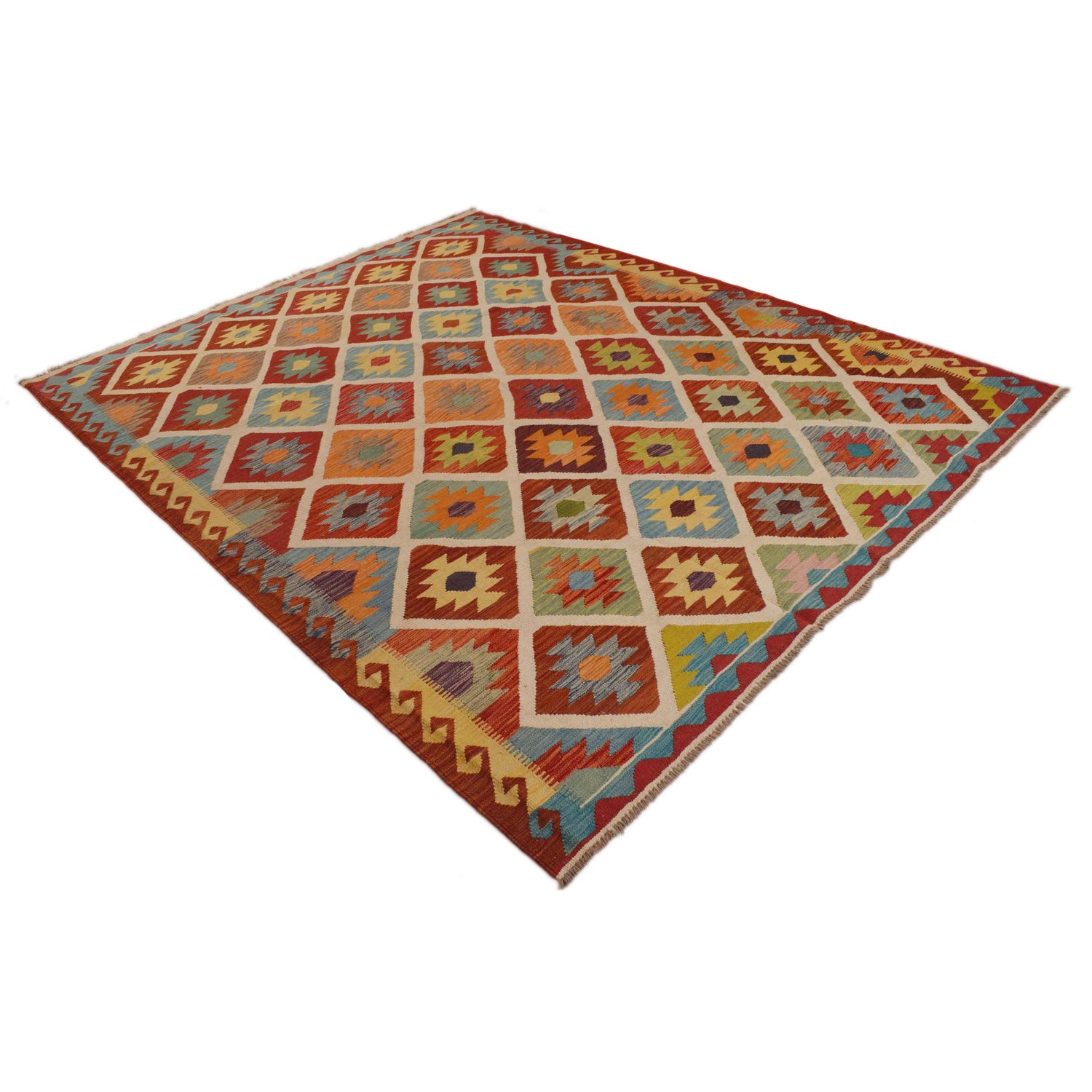 Hand Knotted Flatweave Kilim 7' 11" x 9' 11" ft / 242 x 303 cm - No. P34965