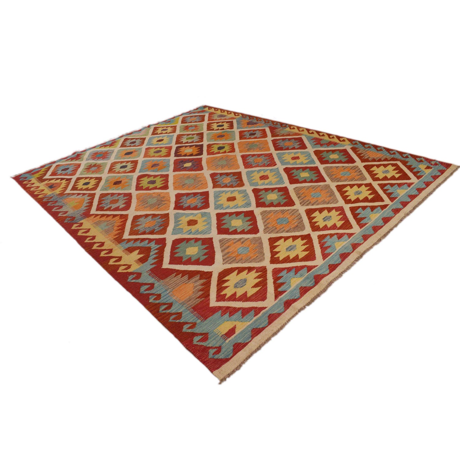 Hand Knotted Flatweave Kilim 7' 11" x 9' 11" ft / 242 x 303 cm - No. P34965