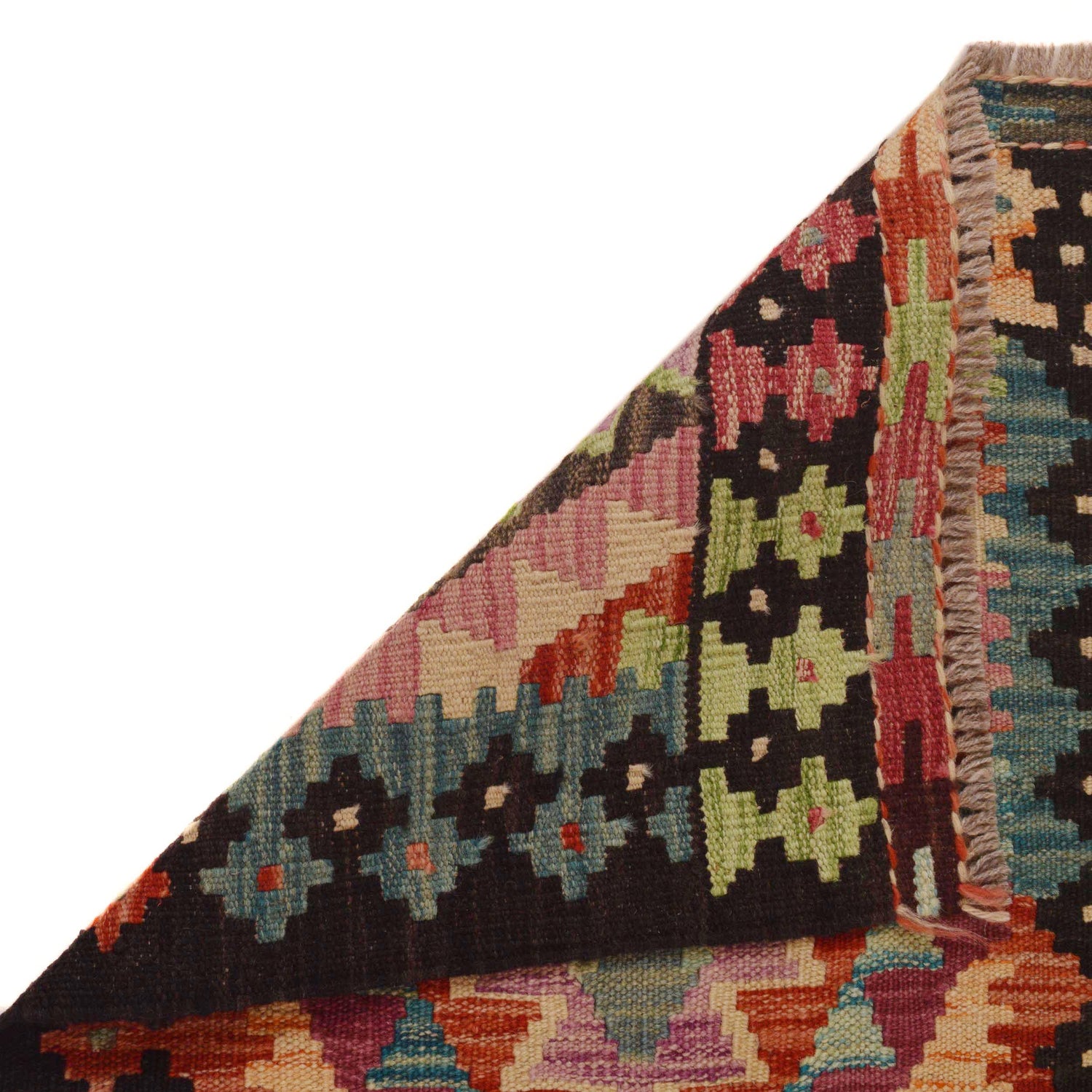 Hand Knotted Afghan Style Kilim Runner 1' 9" x 8' 0" ft / 53 x244 cm - No. P34971