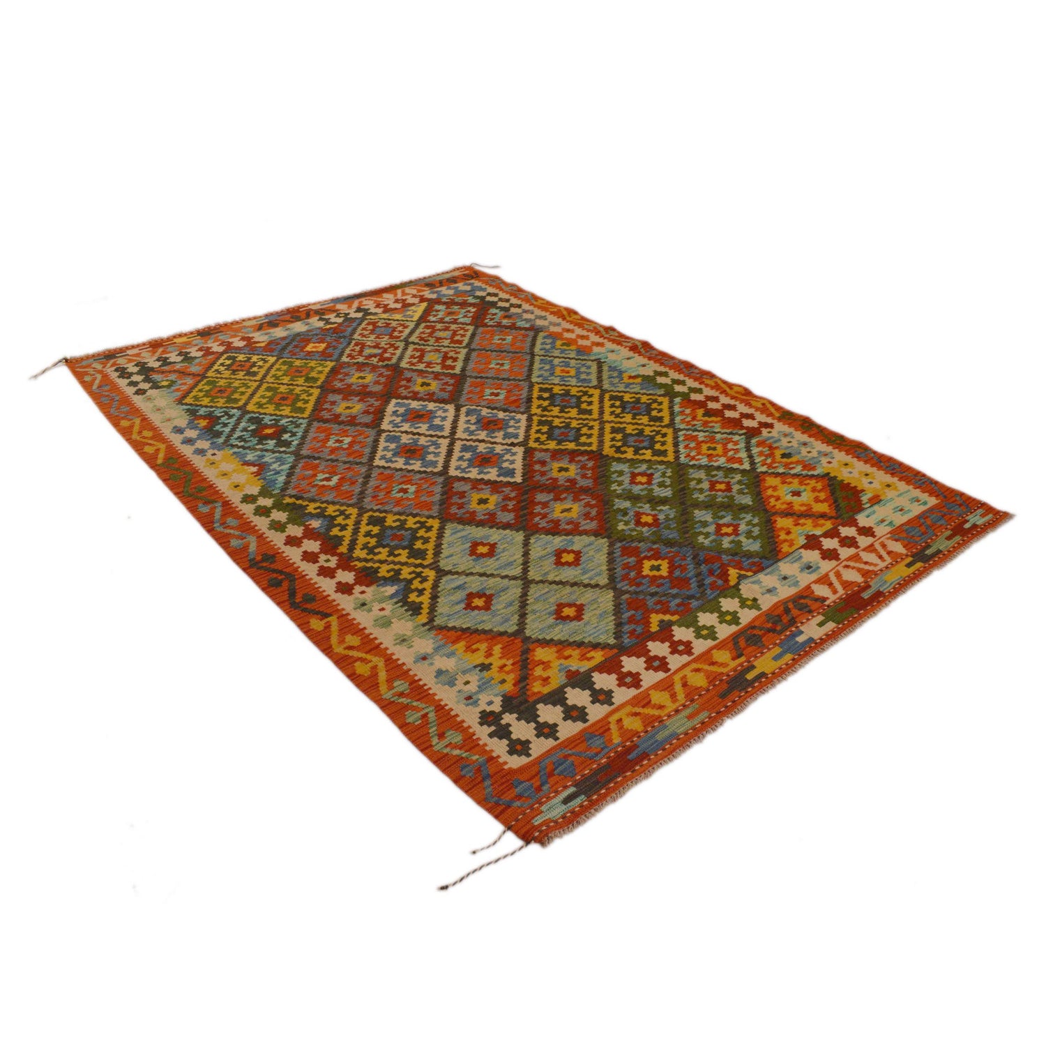 Hand Woven Wool Kelim 5' 8" x 8' 3" ft / 176 x 252 cm - No. P34978