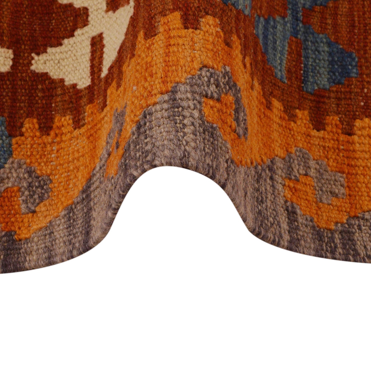 Handmade Turkish Design Wool Kilim 5' 6" x 8' 0" ft / 168 x 245 cm - No. P34982