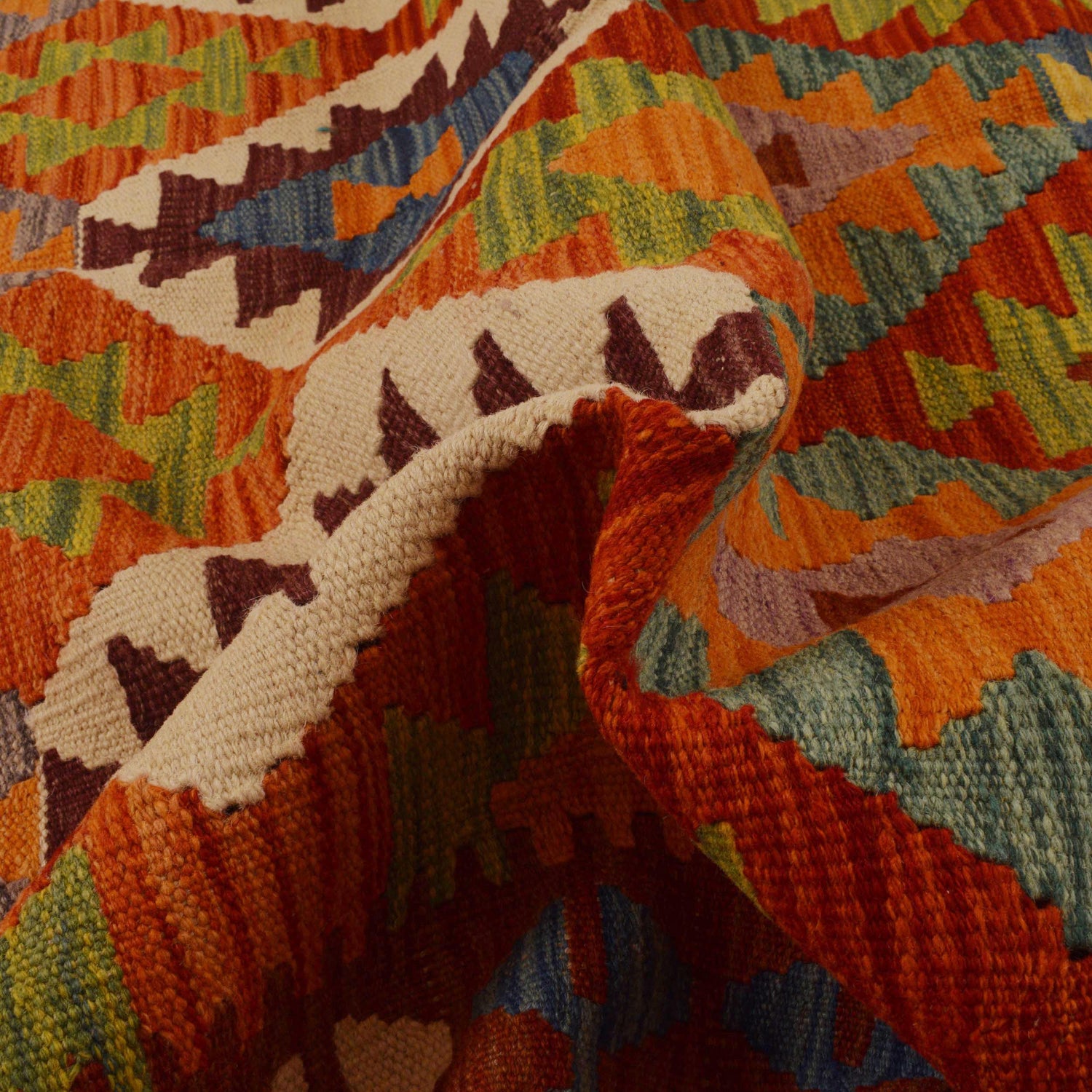 Handmade Turkish Design Wool Kilim 5' 6" x 8' 0" ft / 168 x 245 cm - No. P34982