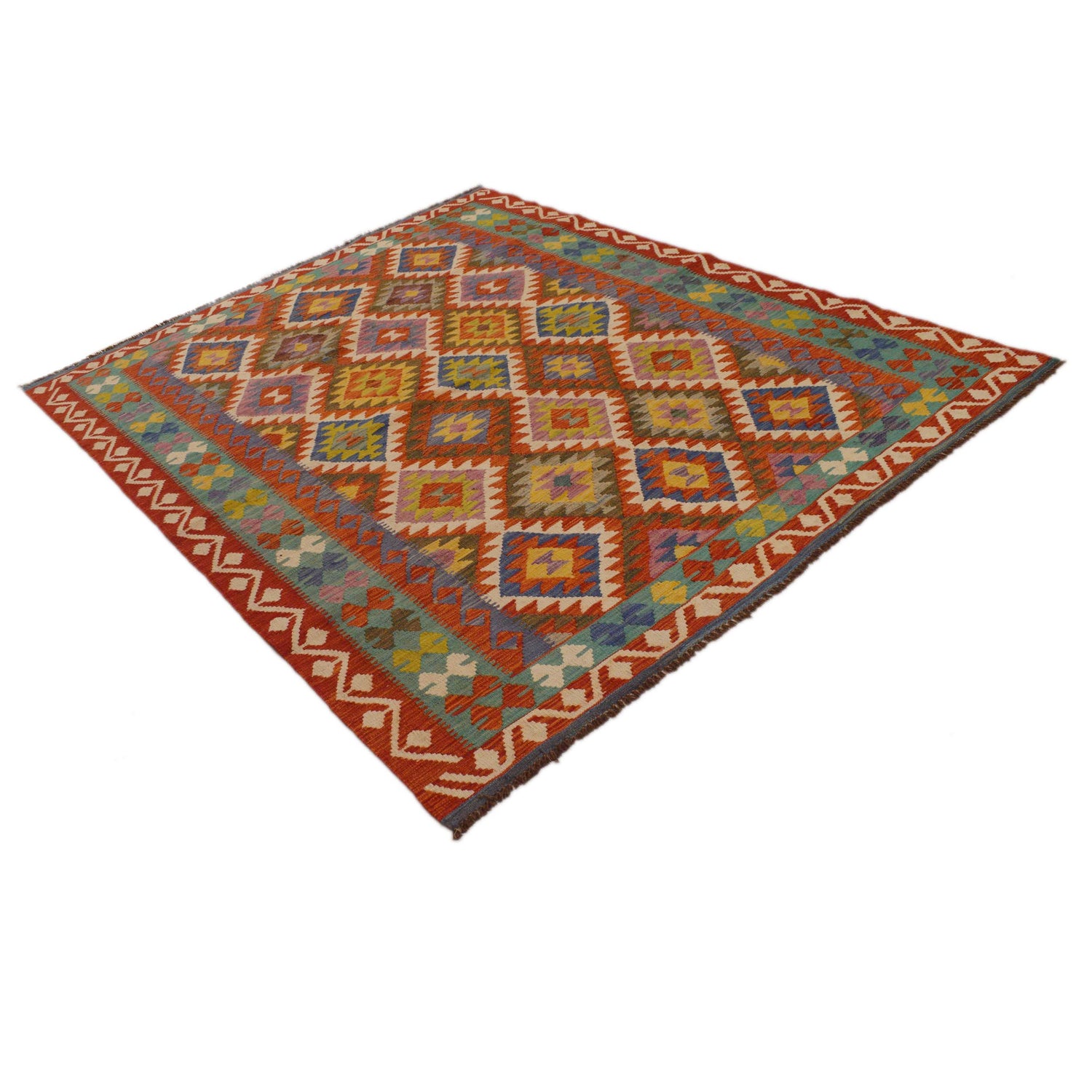 Hand Knotted Flatweave Kilim 5' 10" x 7' 8" ft / 178 x 234 cm - No. P34985