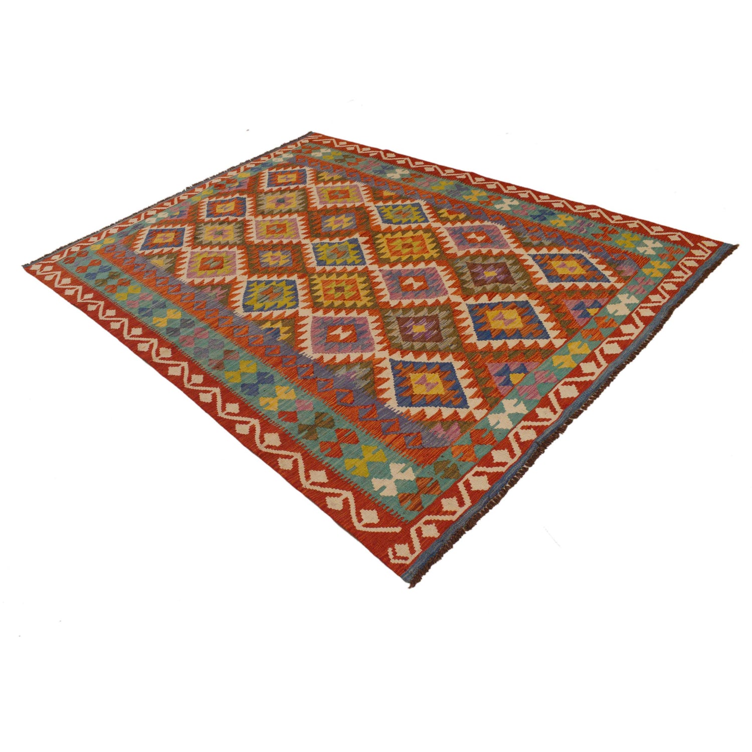 Hand Knotted Flatweave Kilim 5' 10" x 7' 8" ft / 178 x 234 cm - No. P34985