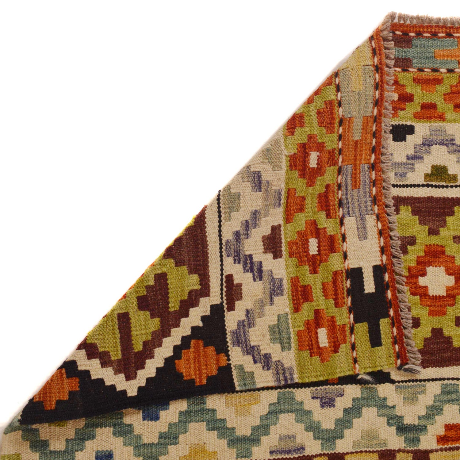Hand Made Afghan Kilim 4' 10" x 7' 6" ft / 148 x 228 cm - No. P34988
