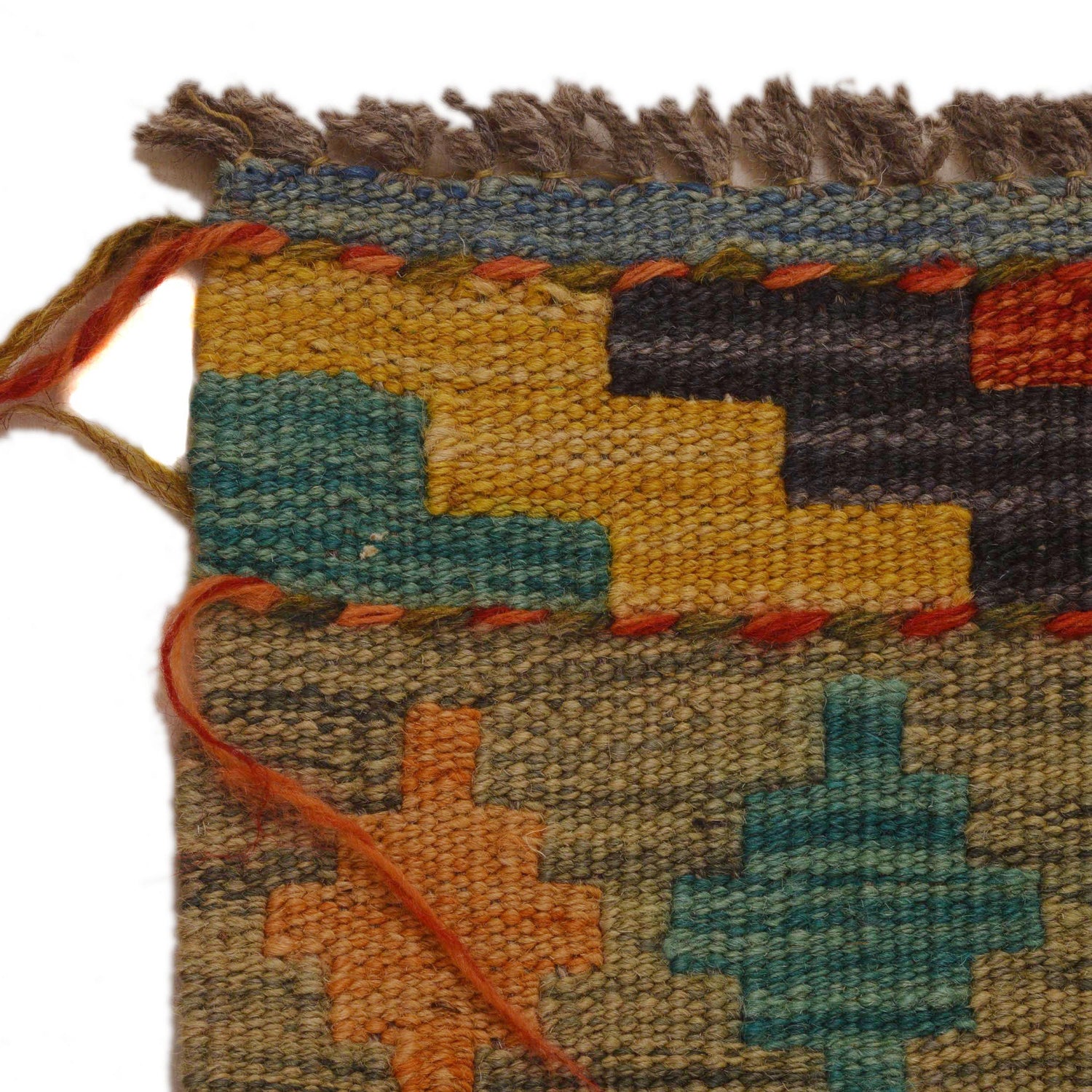 Colorful Flat-Weave Wool Kilim Runner 2' 3"x 6' 5" ft / 69 x 196 cm - No. P34992