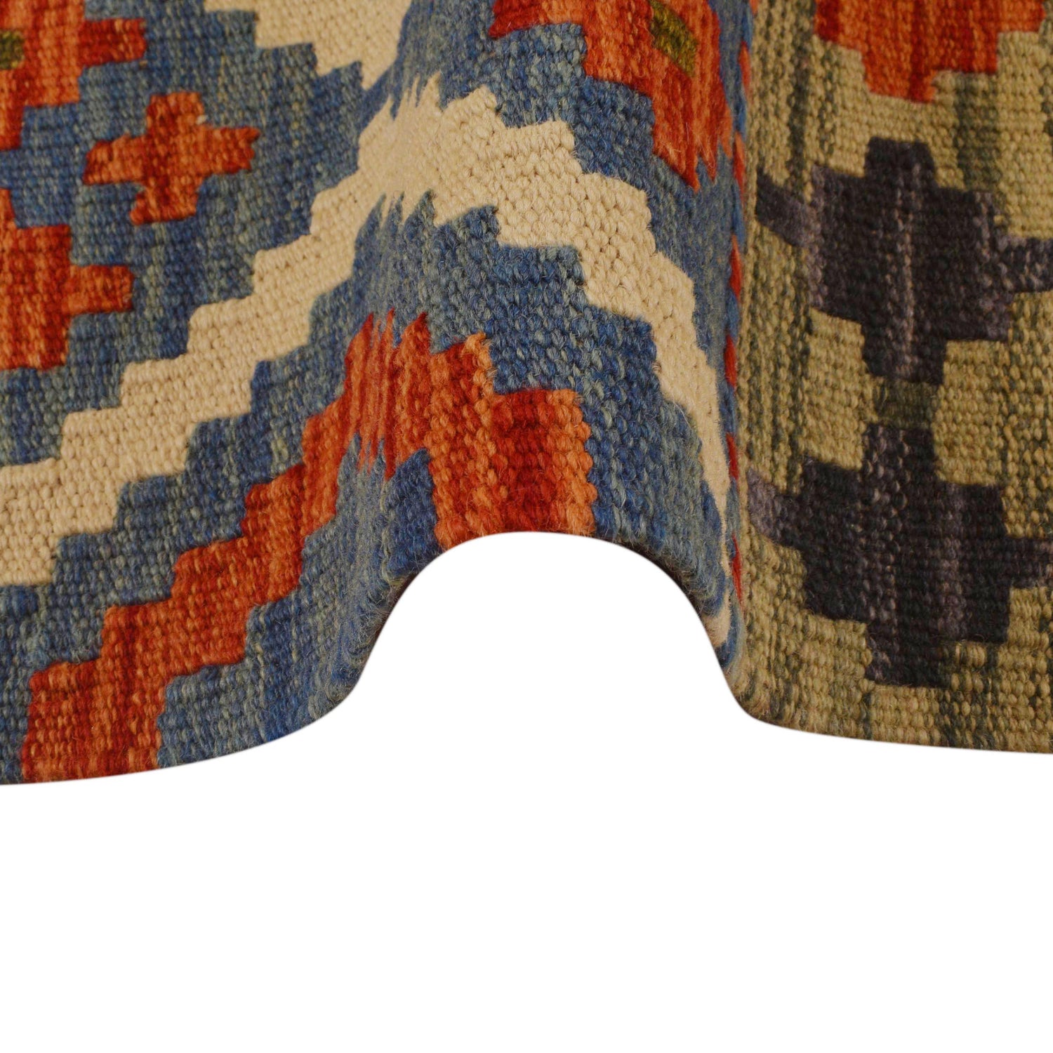 Colorful Flat-Weave Wool Kilim Runner 2' 3"x 6' 5" ft / 69 x 196 cm - No. P34992