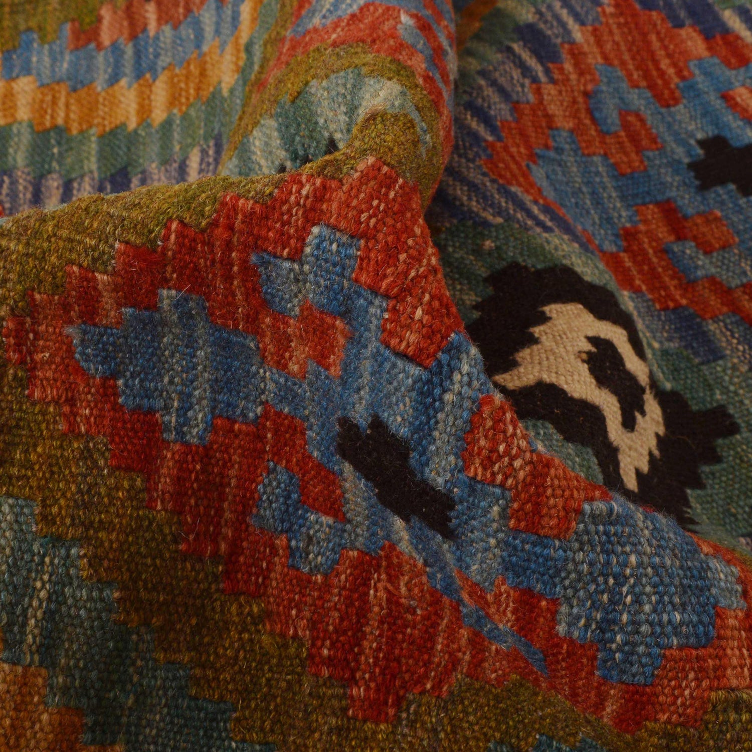 Hand Woven Wool Kelim Runner 2' 0" x 9' 7" ft / 61 x 292 cm - No. P34998