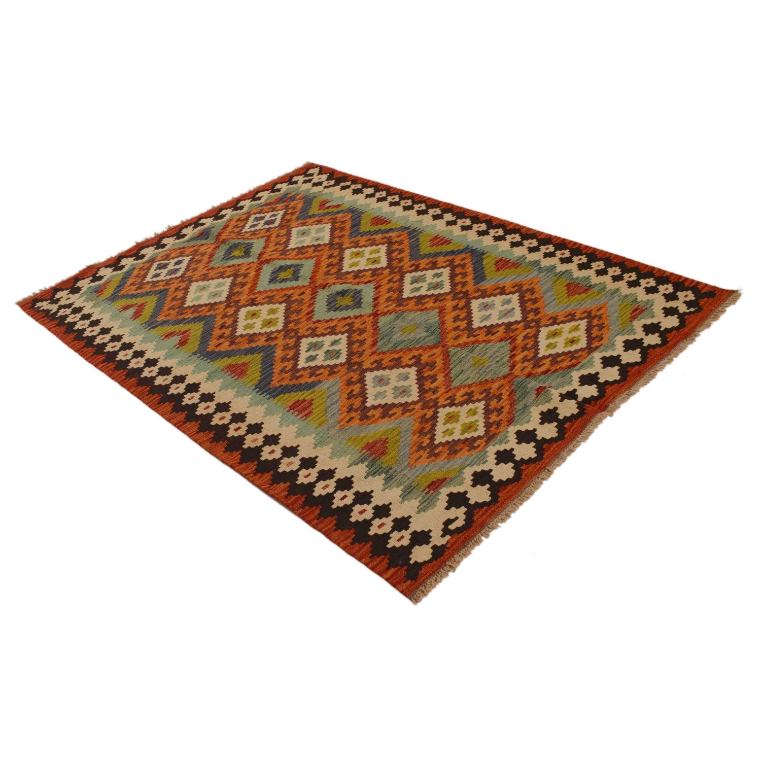 Hand Woven Wool Kelim 4' 6" x 6' 3" ft / 138 x 190 cm - No. P35003