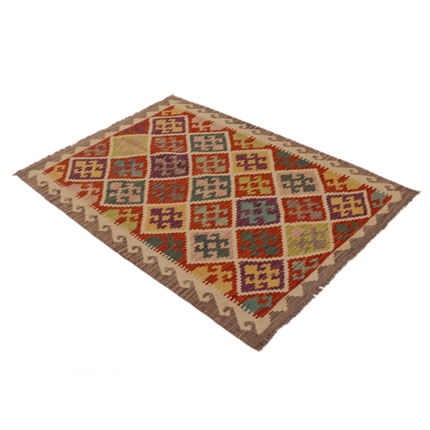 Hand Knotted Flatweave Kilim 3' 7" x 5' 1" ft / 108 x 155 cm - No. P35005
