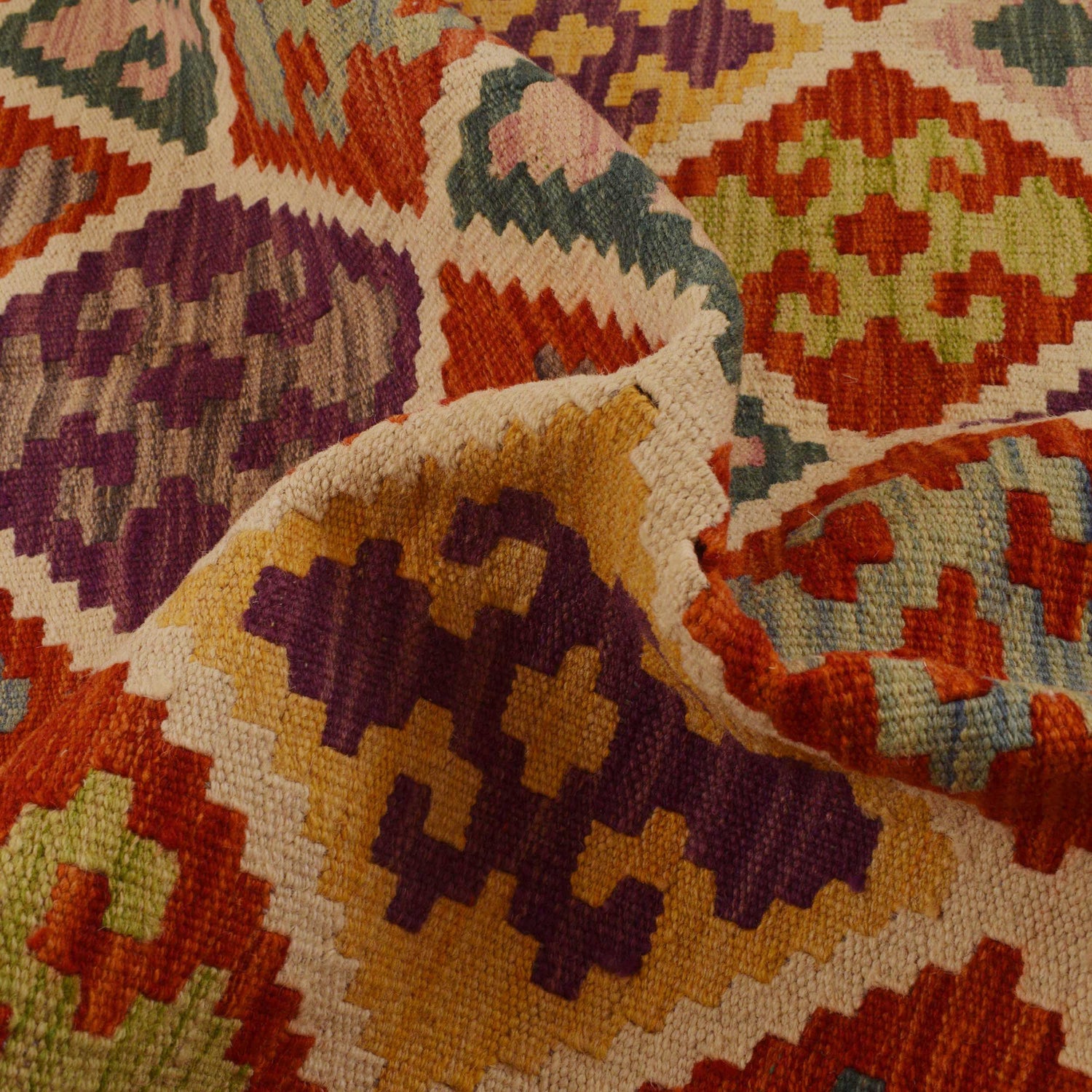 Hand Knotted Flatweave Kilim 3' 7" x 5' 1" ft / 108 x 155 cm - No. P35005
