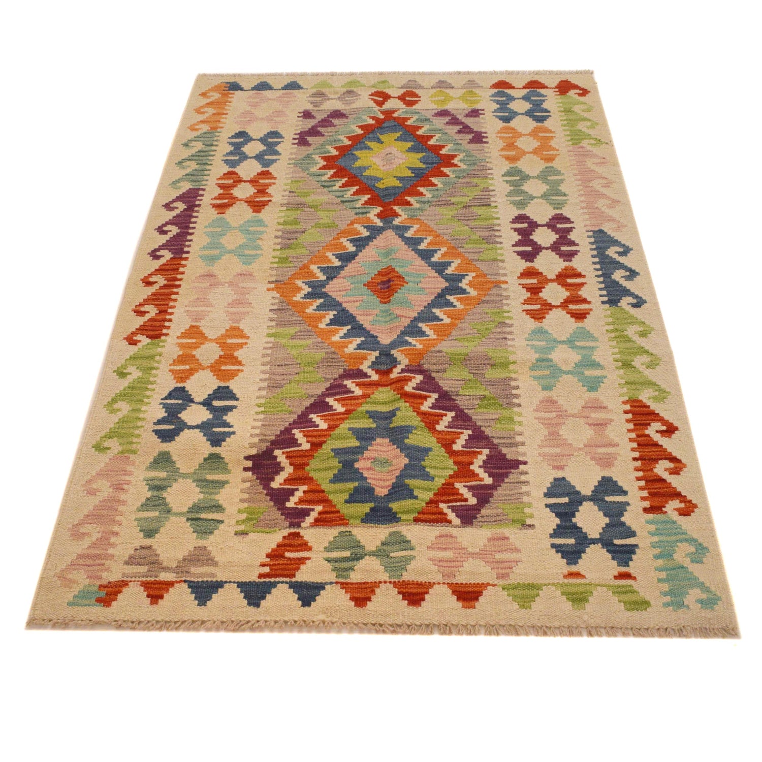 Hand Knotted Flatweave Kilim 3' 3" x 5' 5" ft / 98 x 166 cm - No. P35007