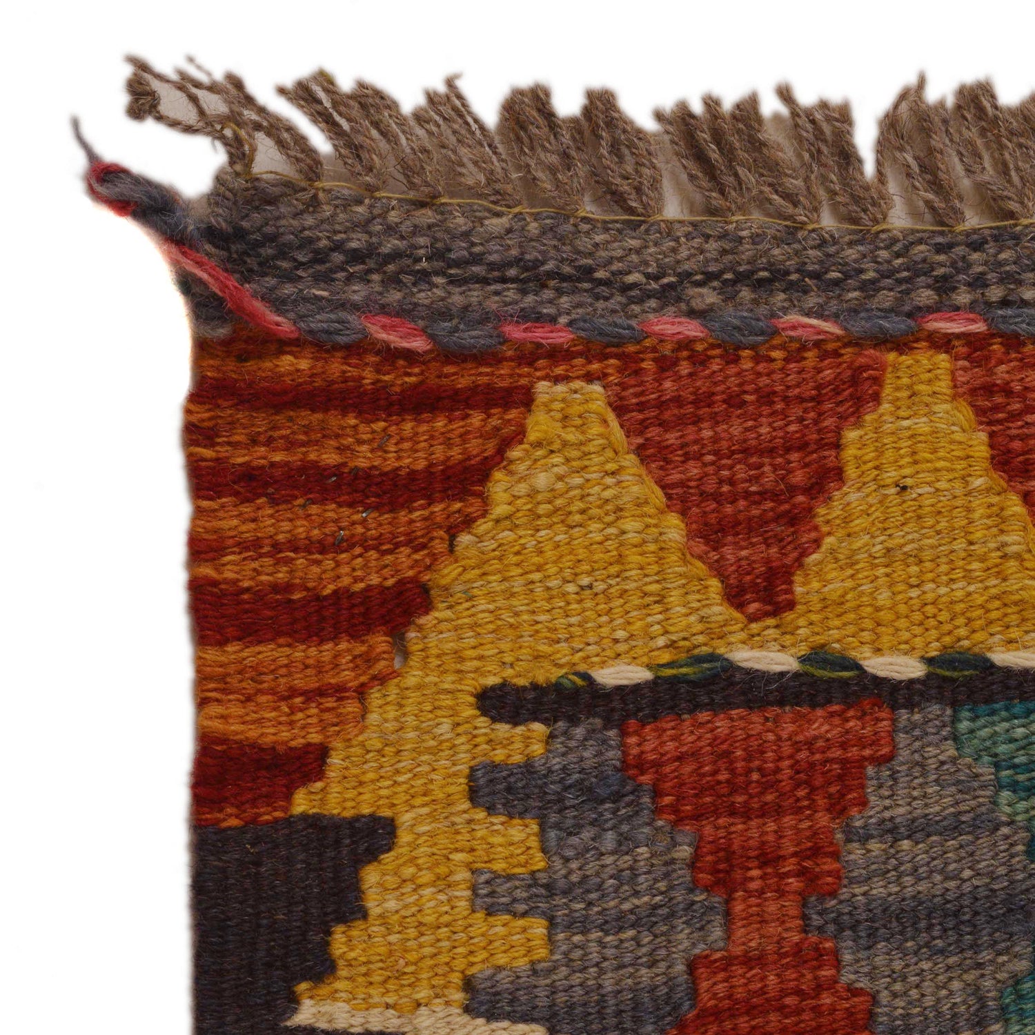 Hand Knotted Afghan Style Kilim Runner 2' 6"x 6' 6" ft / 76 x 197 cm - No. P35013