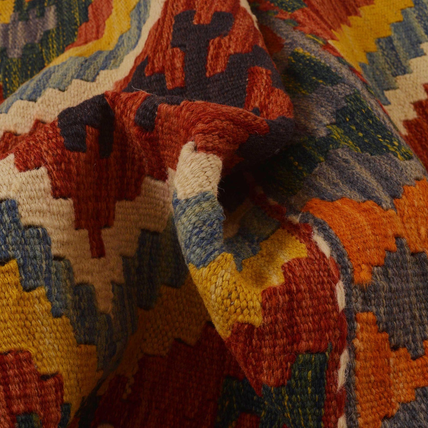 Hand Knotted Afghan Style Kilim Runner 2' 6"x 6' 6" ft / 76 x 197 cm - No. P35013