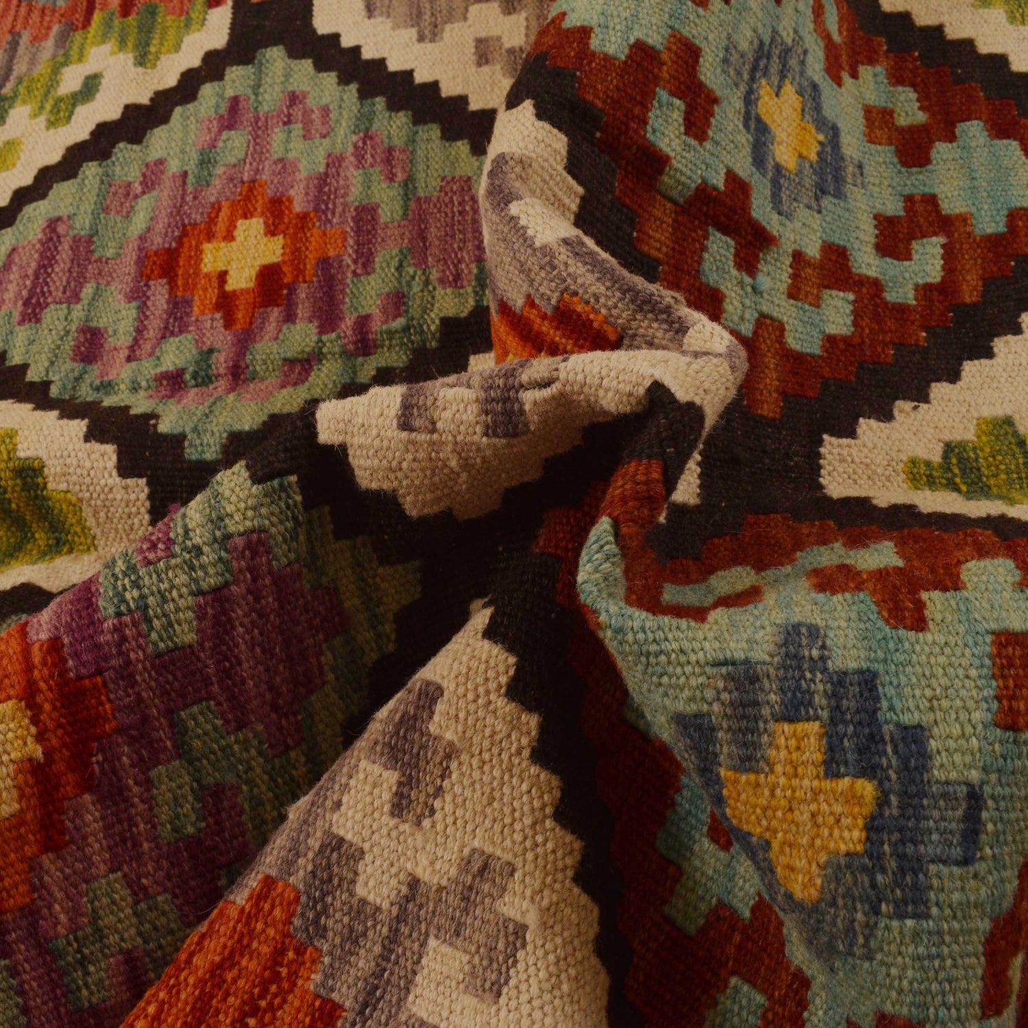 Handmade Afghan Vegetable Kilim 3' 2" x 5' 1" ft / 97 x 156 cm - No. P35015