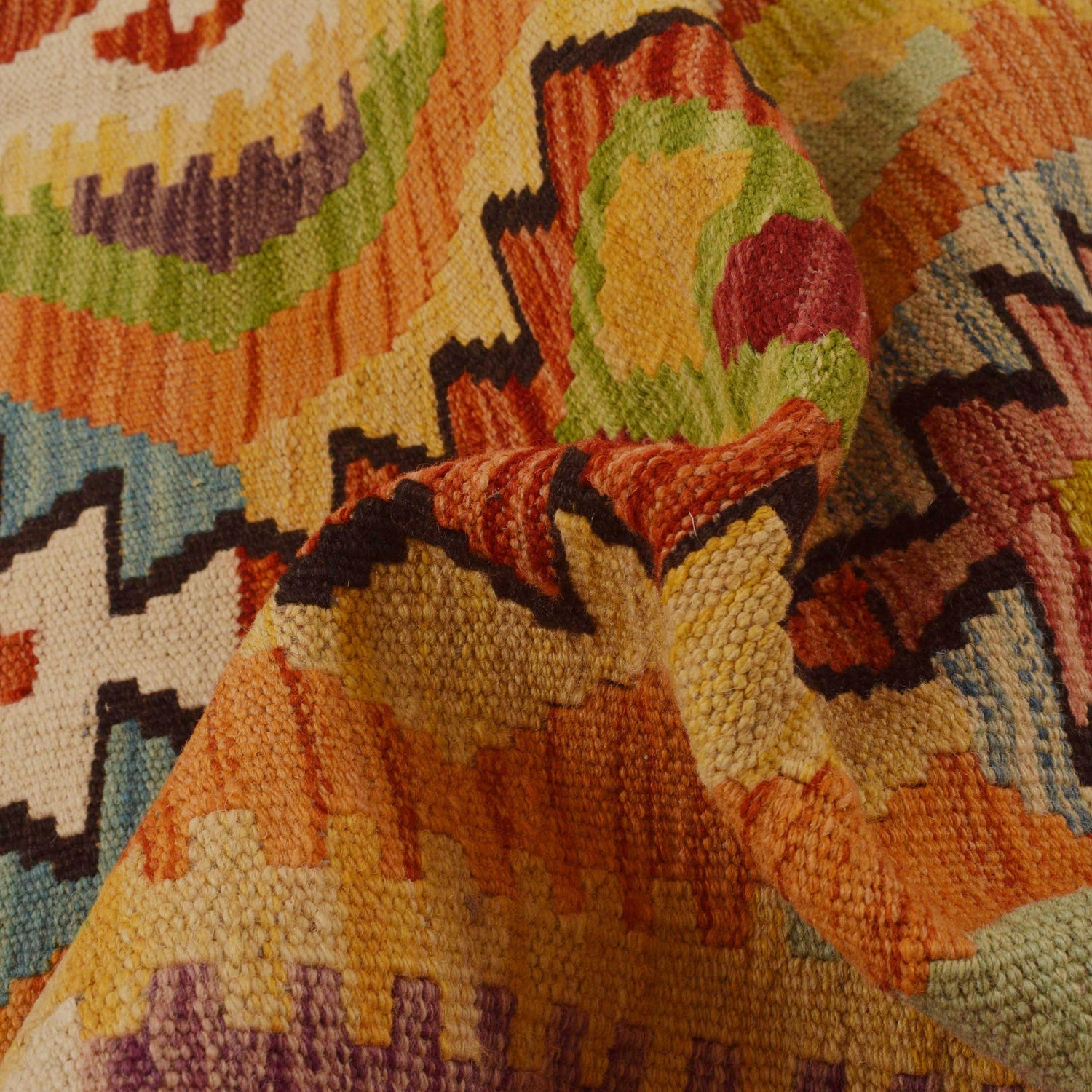 Hand Woven Wool Kelim Runner 2' 3"x 6' 7" ft / 68 x 200 cm - No. P35020