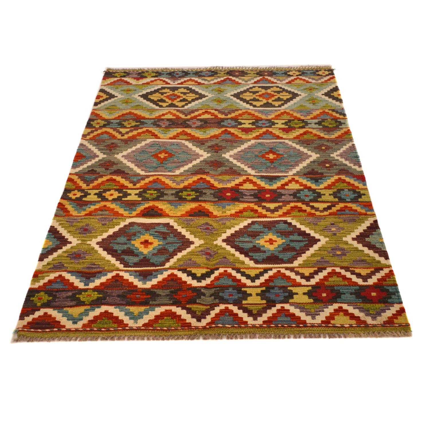 Hand Made Afghan Kilim 3' 5" x 5' 2" ft / 104 x 157 cm - No. P35023