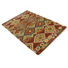 Colorful Flat-Weave Wool Kilim 3' 4" x 4' 9" ft / 101 x 145 cm - No. P35042