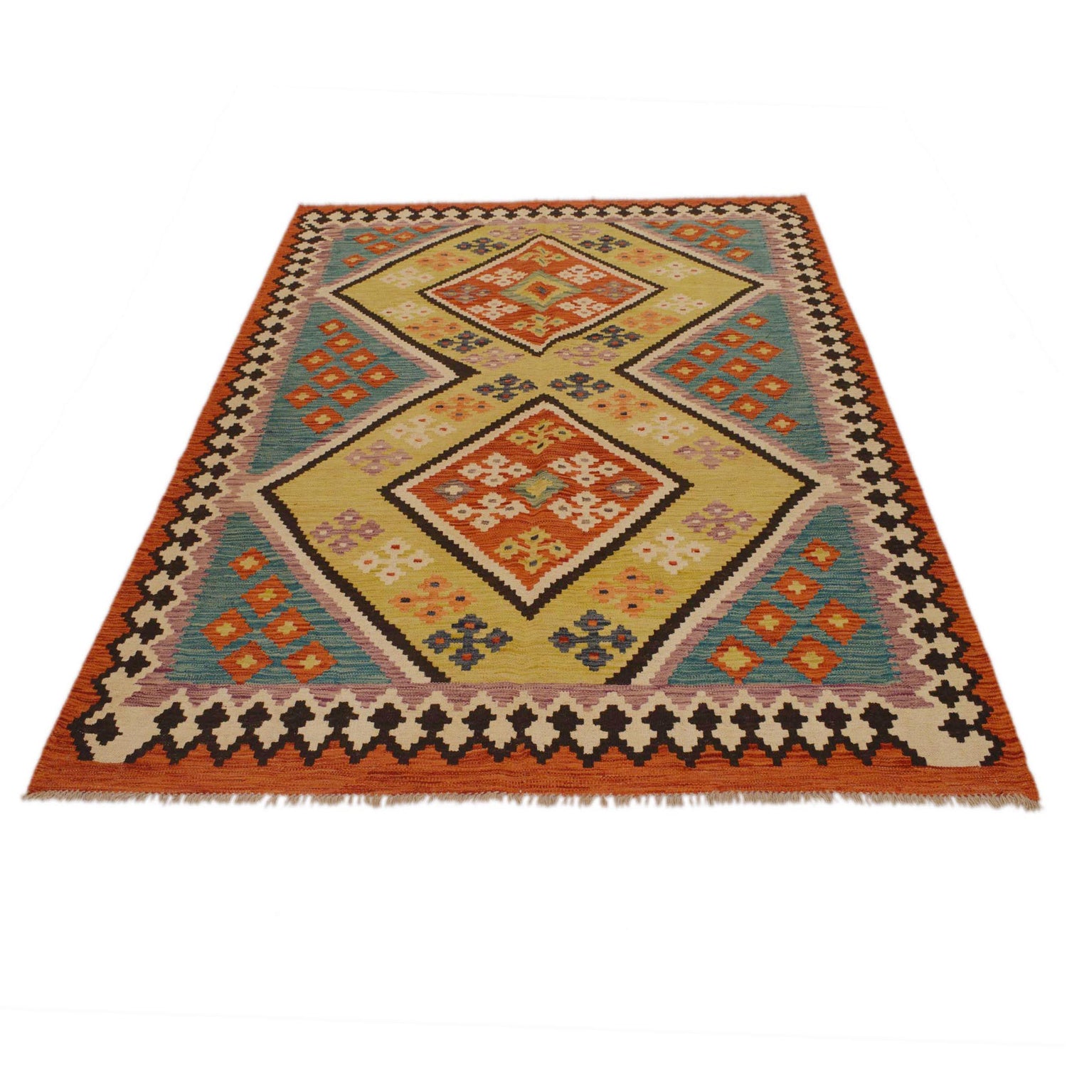 Handmade Vegetable Kilim 5' 10" x 7' 7" ft / 177 x 232 cm - No. P35047