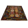 Colorful Flat-Weave Wool Kilim 5' 2" x 6' 7" ft / 157 x 200 cm - No. P35049