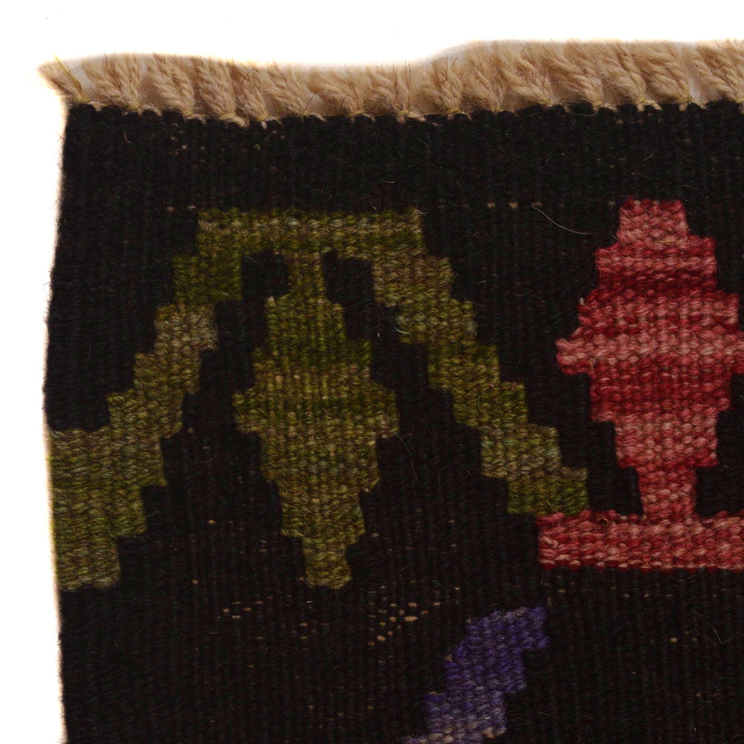 Colorful Flat-Weave Wool Kilim 5' 2" x 6' 7" ft / 157 x 200 cm - No. P35049