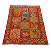 Colorful Flat-Weave Wool Kilim 3' 0" x 4' 10" ft / 91 x 147 cm - No. P35052