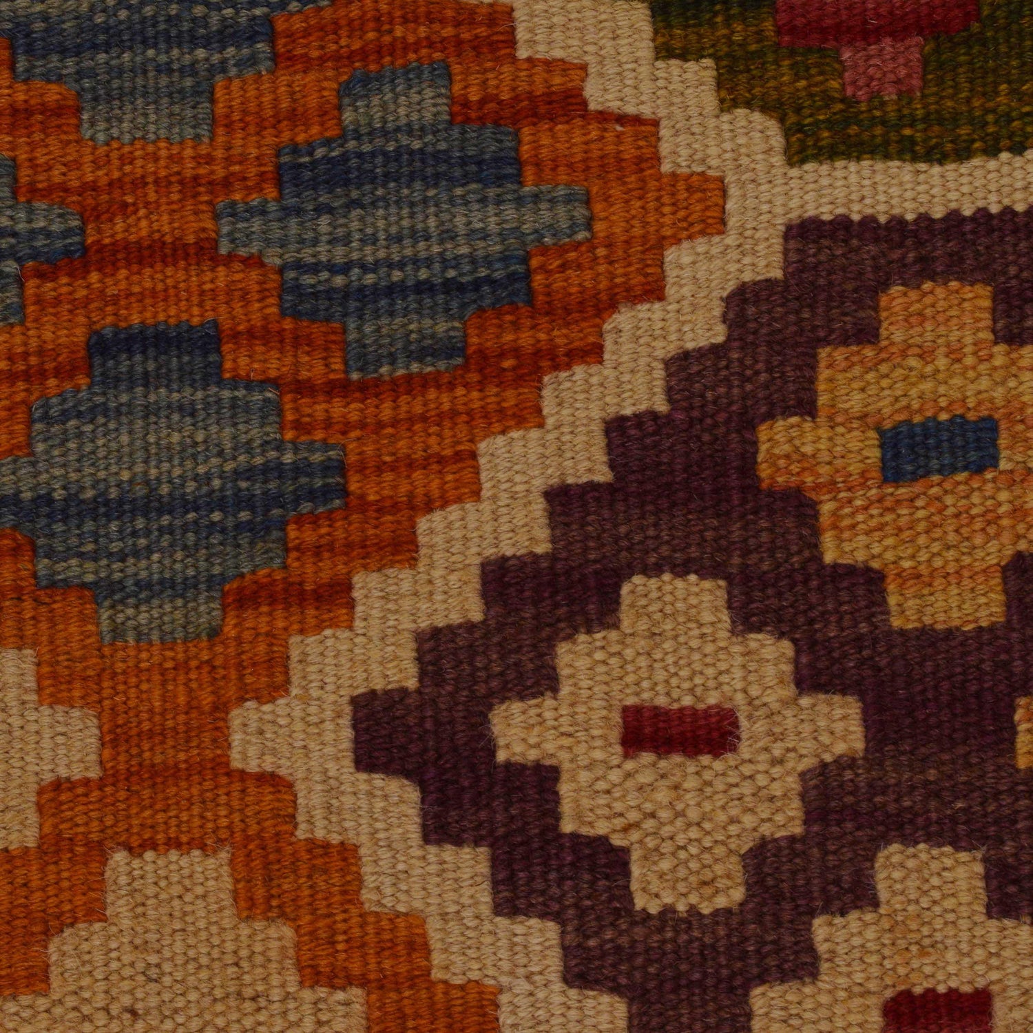 Colorful Flat-Weave Wool Kilim 8' 4" x 9' 9" ft / 255 x 298 cm - No. P35057