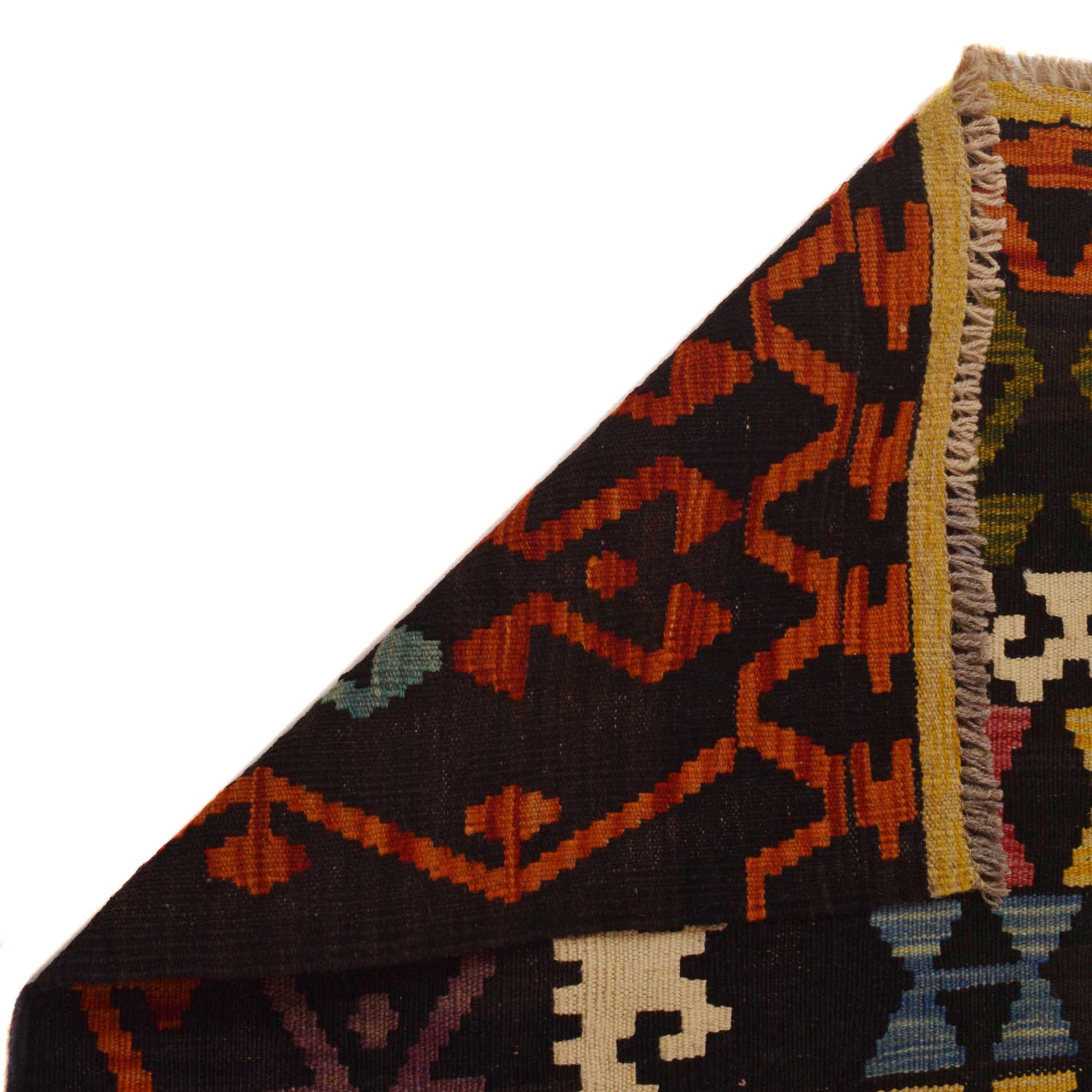 Colorful Flat-Weave Wool Kilim 8' 4" x 9' 9" ft / 255 x 298 cm - No. P35057