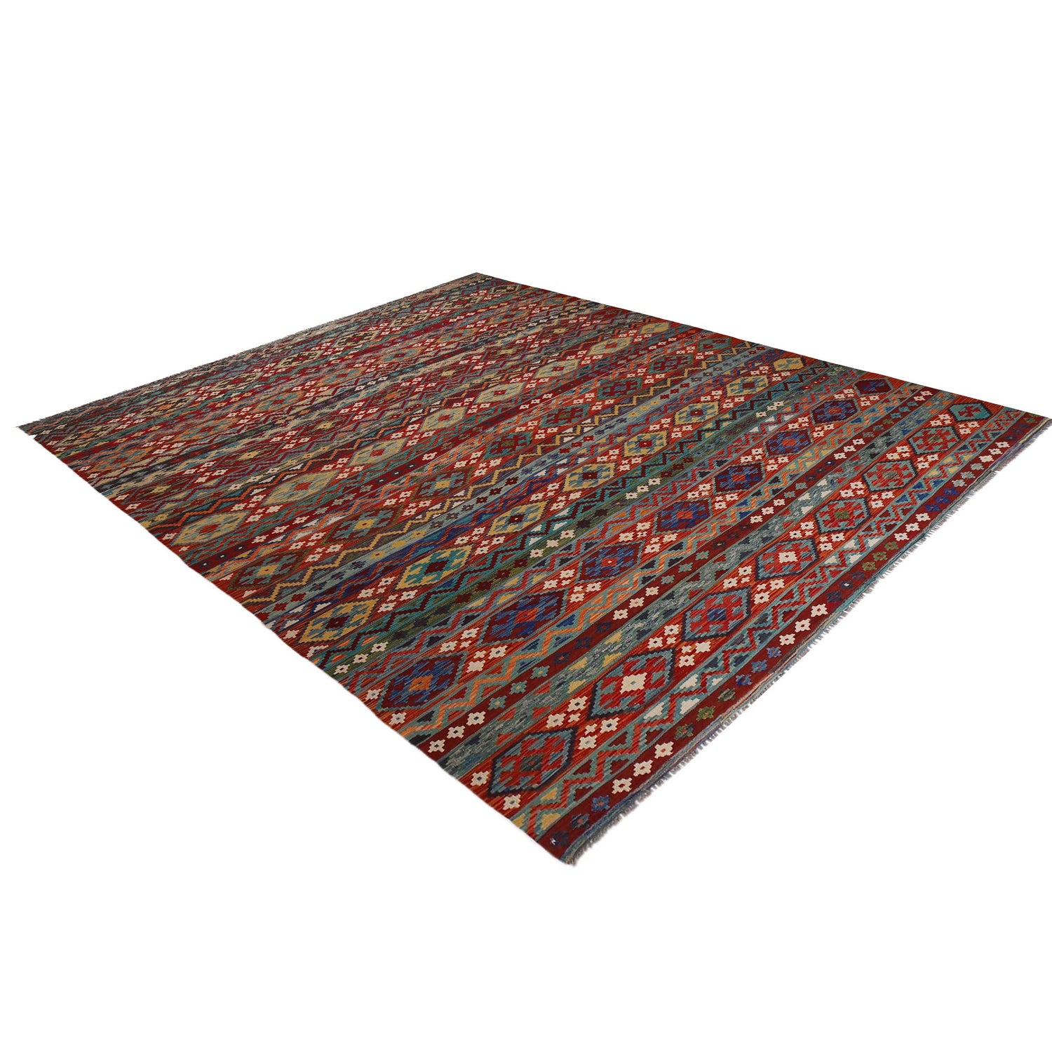 Hand Made Afghan Kilim 9' 9" x 12' 10" ft / 296 x 390 cm - No. P35064