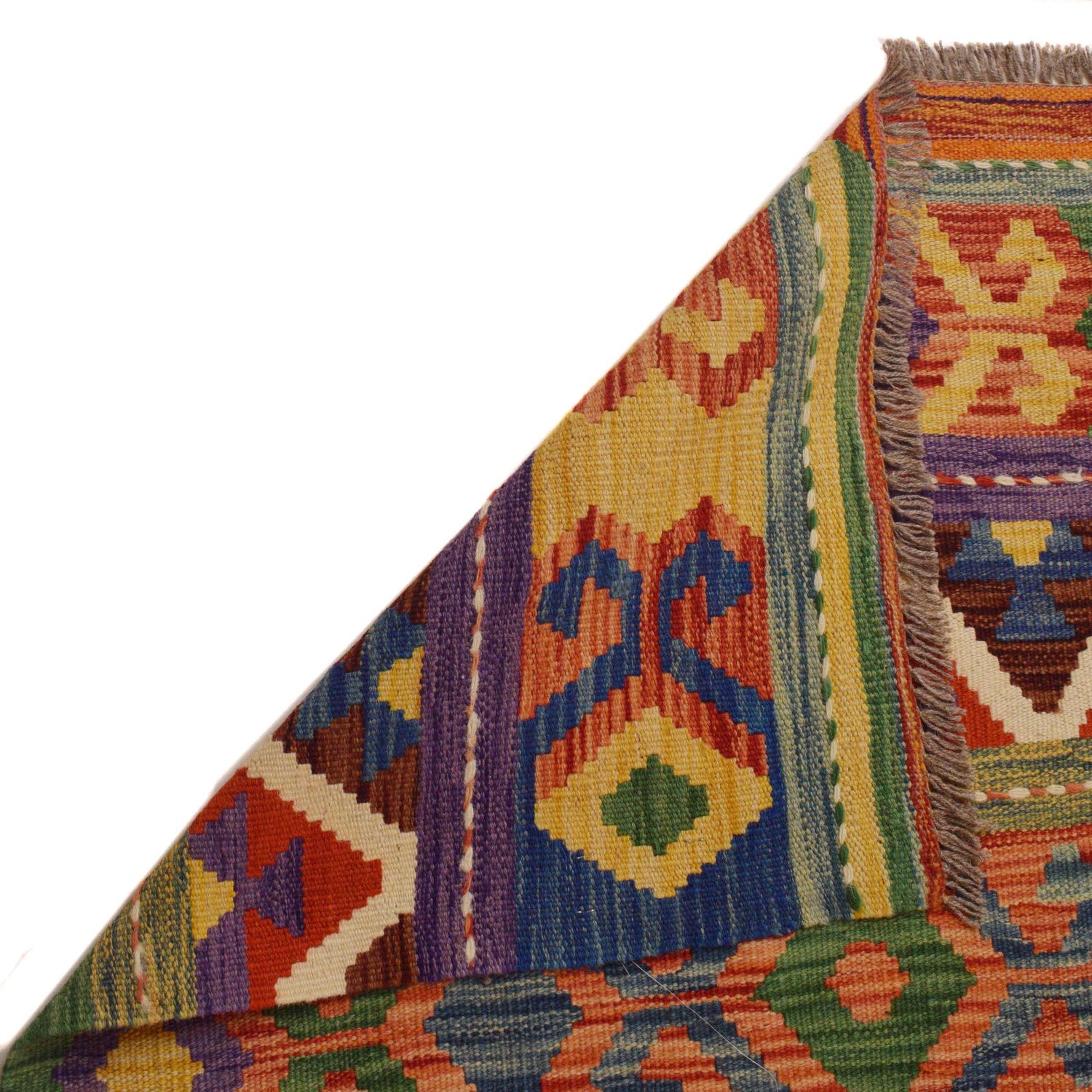 Colorful Flat-Weave Wool Kilim 9' 8" x 12' 9" ft / 294 x 389 cm - No. P35065