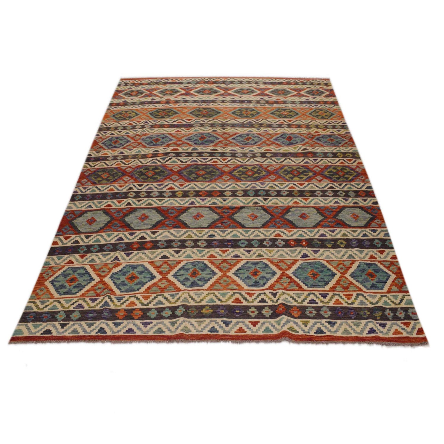 Handmade Turkish Design Wool Kilim 8' 2" x 11' 7" ft / 250 x 354 cm - No. P35068