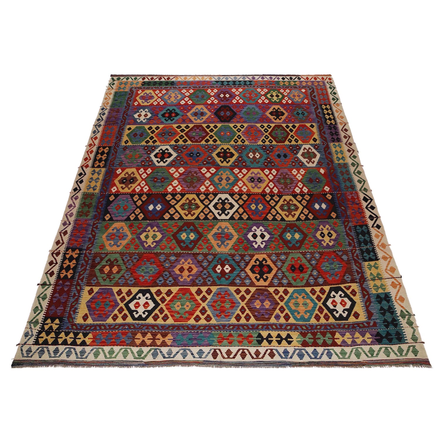 Hand Knotted Afghan Style Kilim 9' 10" x 13' 1" ft / 299 x 400 cm - No. P35069