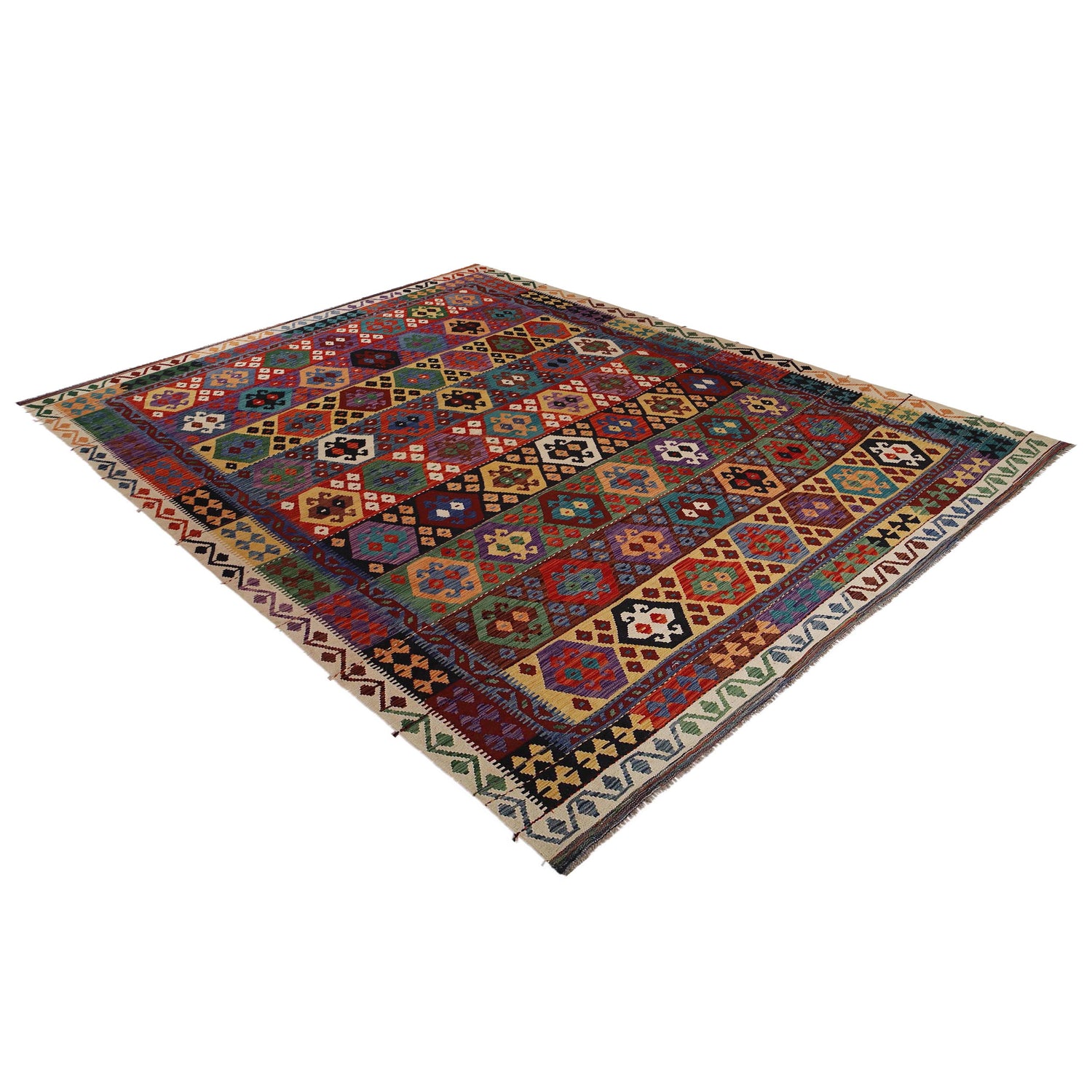 Hand Knotted Afghan Style Kilim 9' 10" x 13' 1" ft / 299 x 400 cm - No. P35069