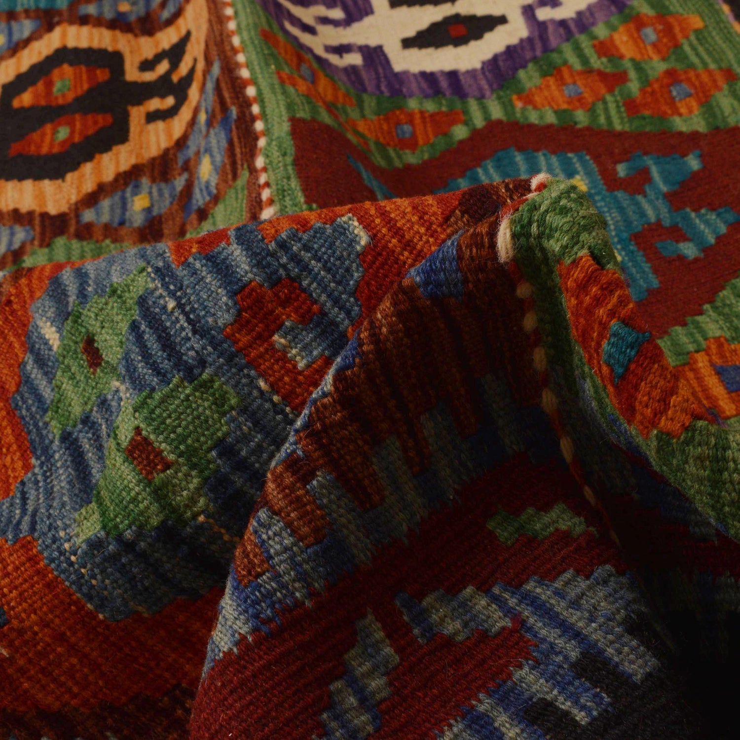 Hand Knotted Afghan Style Kilim 9' 10" x 13' 1" ft / 299 x 400 cm - No. P35069