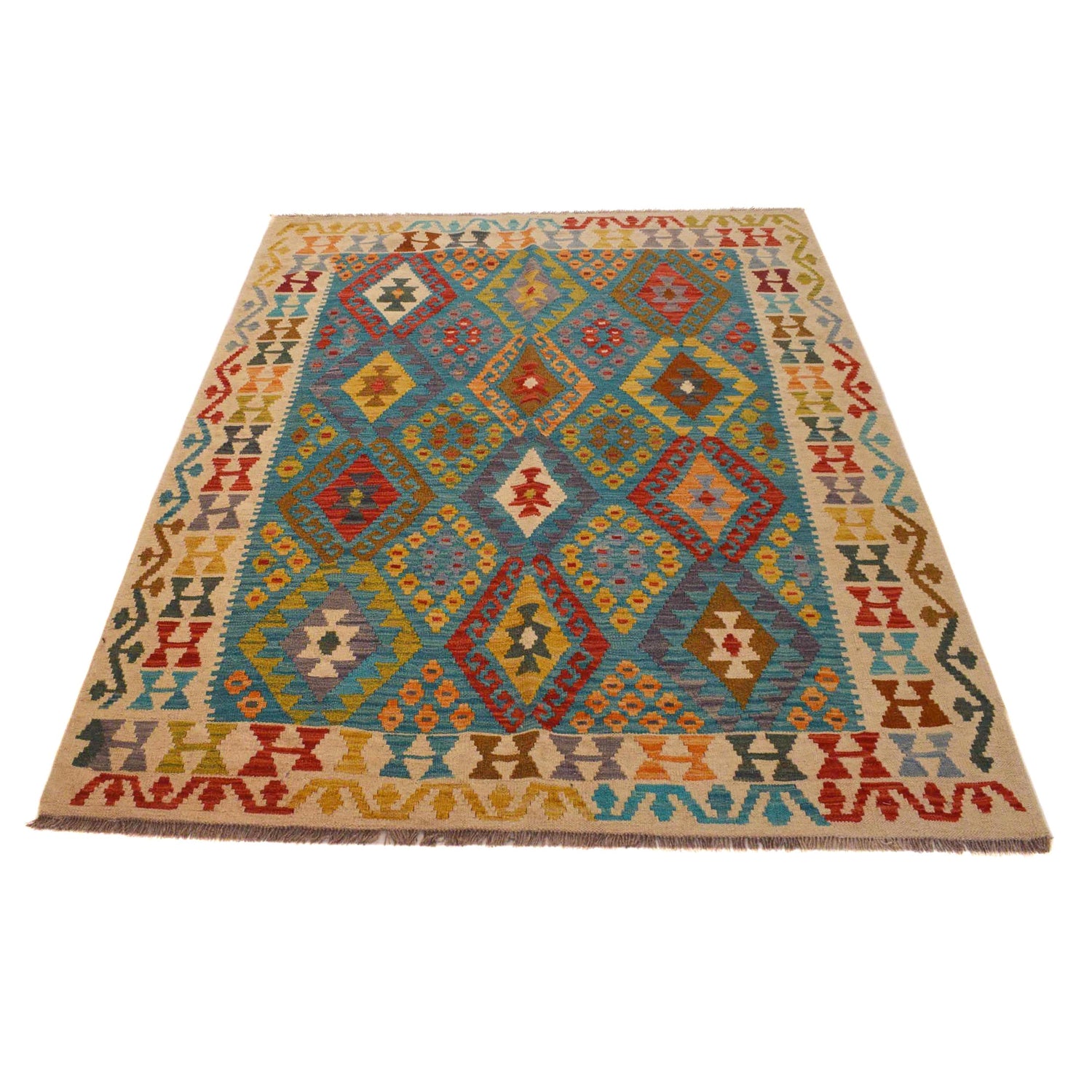 Hand Knotted Flatweave Kilim 5' 3" x 6' 4" ft / 159 x 192 cm - No. P35076