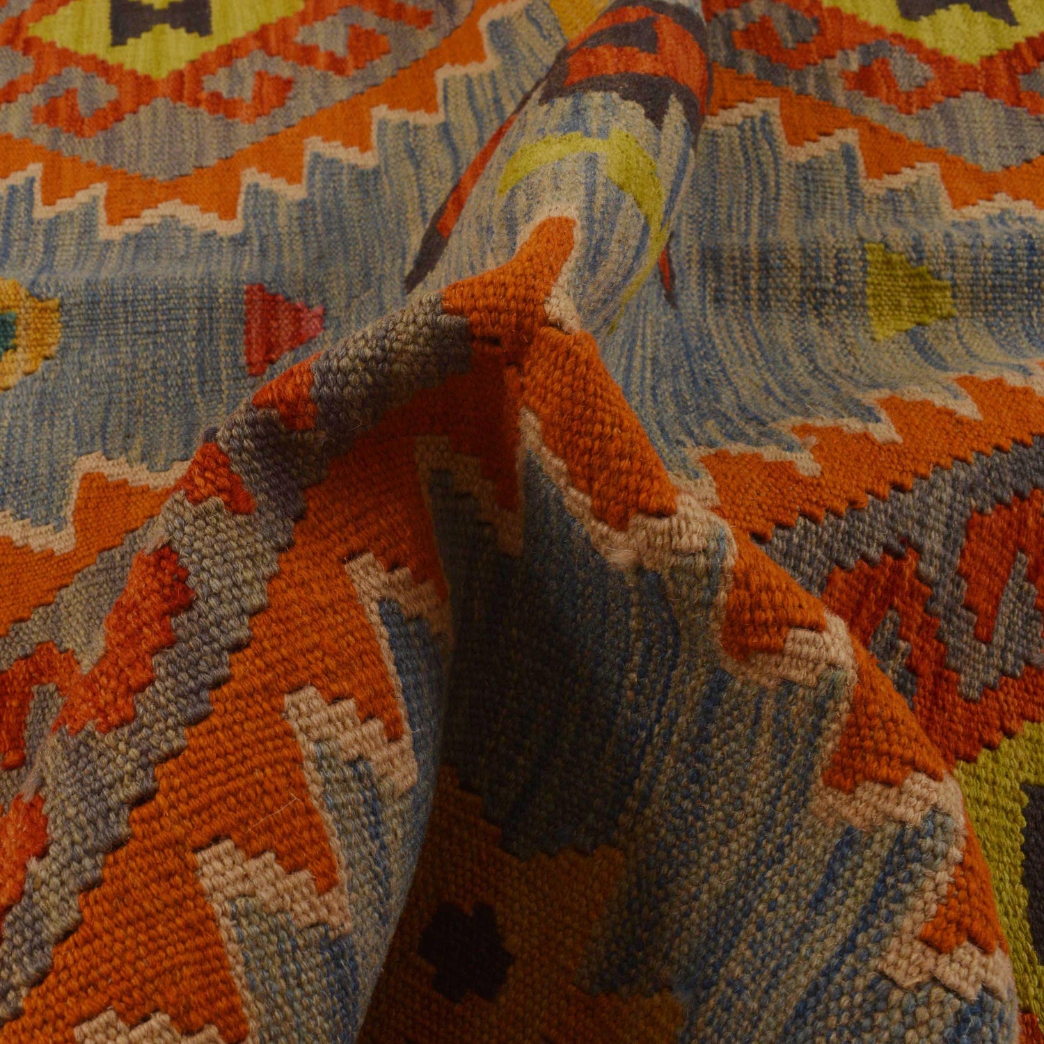 Handmade Turkish Design Wool Kilim 4' 3" x 5' 7" ft / 129 x 170 cm - No. P35079