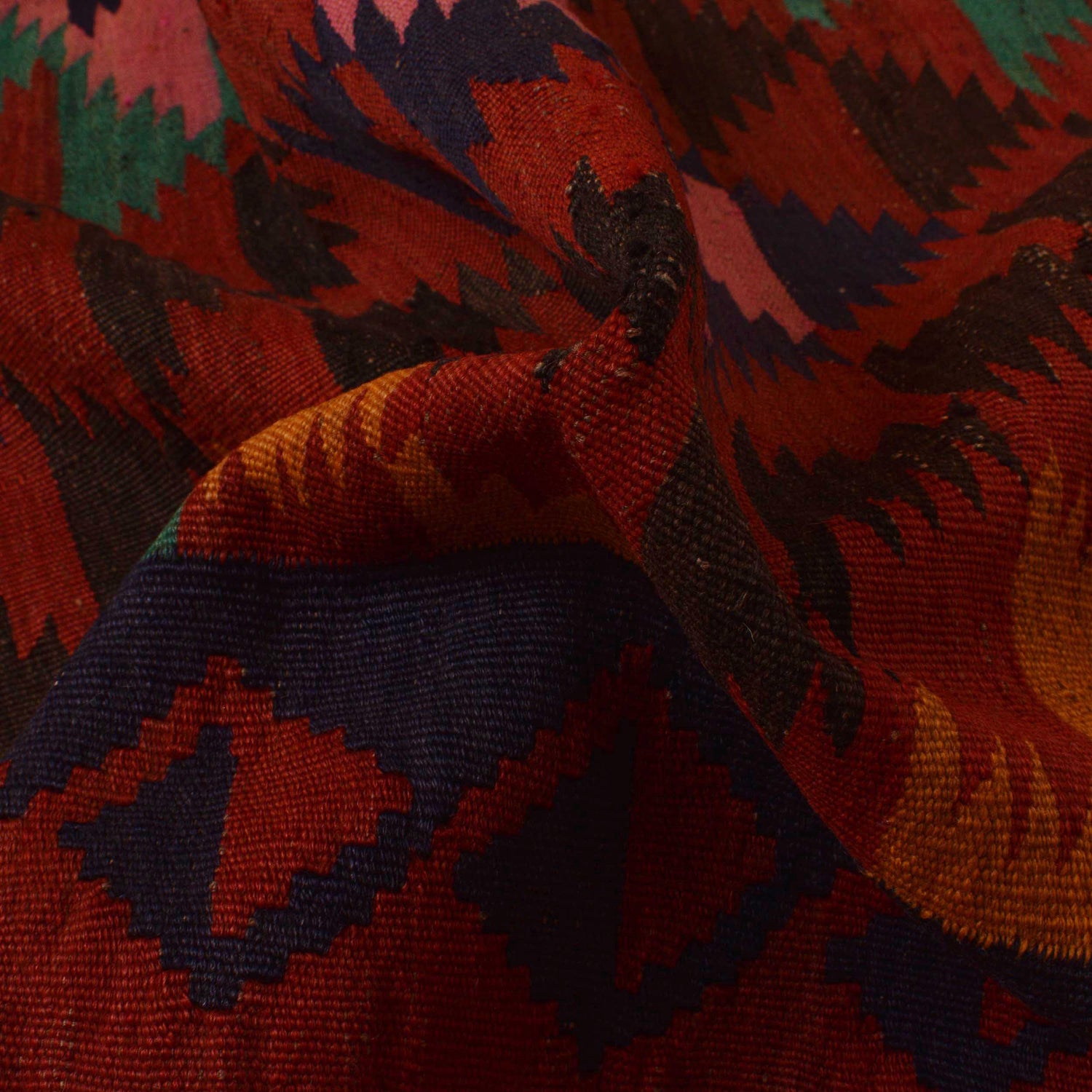 Flatweave Red Kilim 6' 4" x 8' 9" ft / 194 x 267 cm - No. P35087