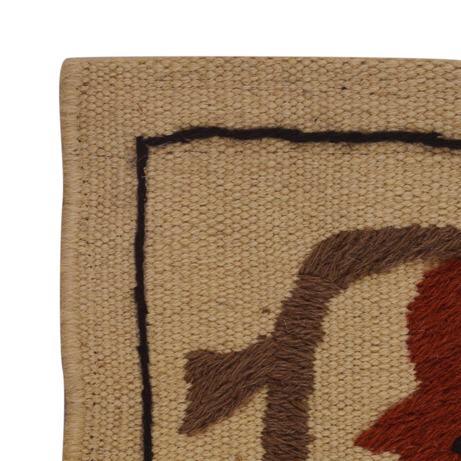 Beige Embroidery Flat Weave Kilim 2' 5" x 4' 0" ft / 73 x 122 cm - No. P35165