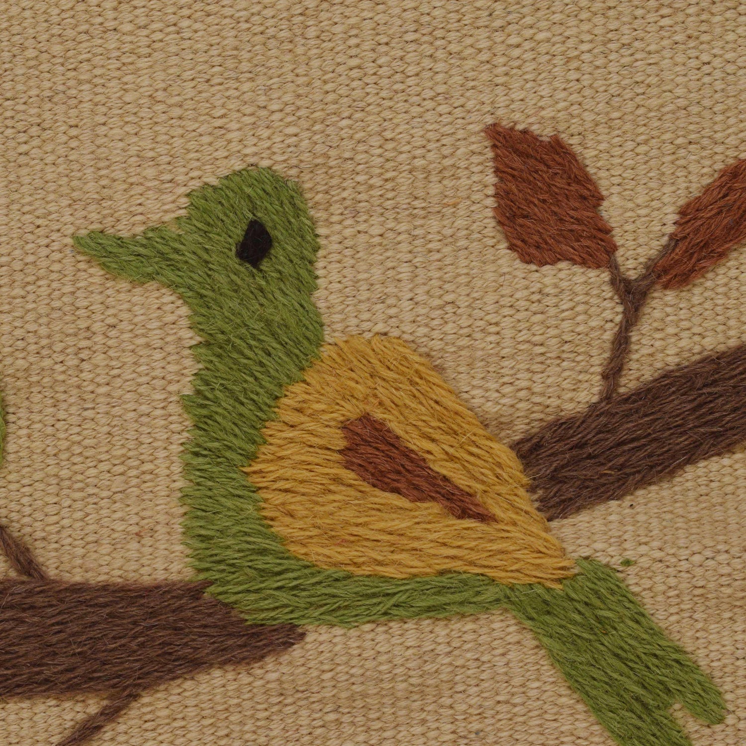 Beige Embroidery Flat Weave Kilim 2' 5" x 4' 0" ft / 73 x 122 cm - No. P35165