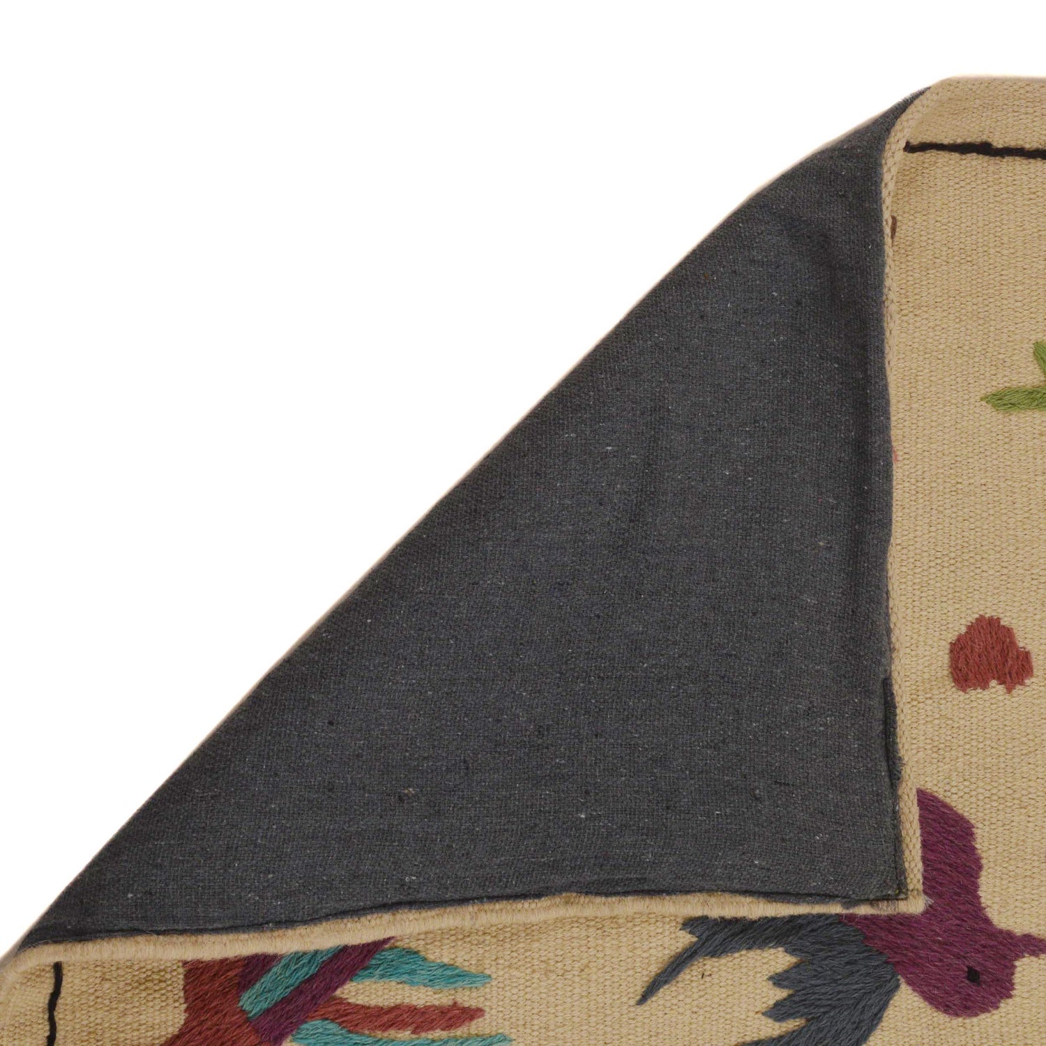 Beige Embroidery Flat Weave Kilim 2' 5" x 4' 0" ft / 73 x 122 cm - No. P35165