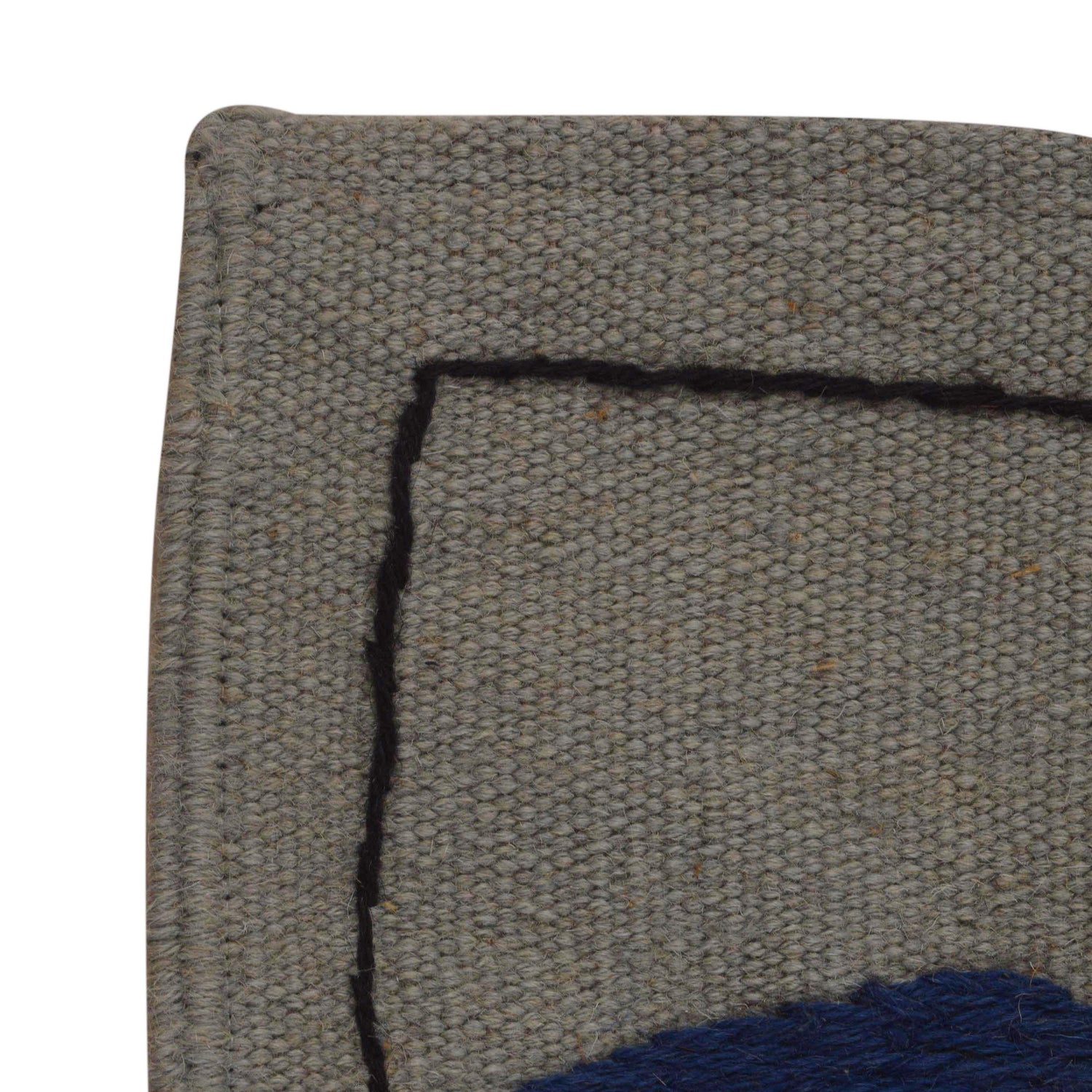 Gray Color Embroidery Flat Weave Kilim 3' 11" x 5' 9" ft / 119 x 175 cm - No. P35166