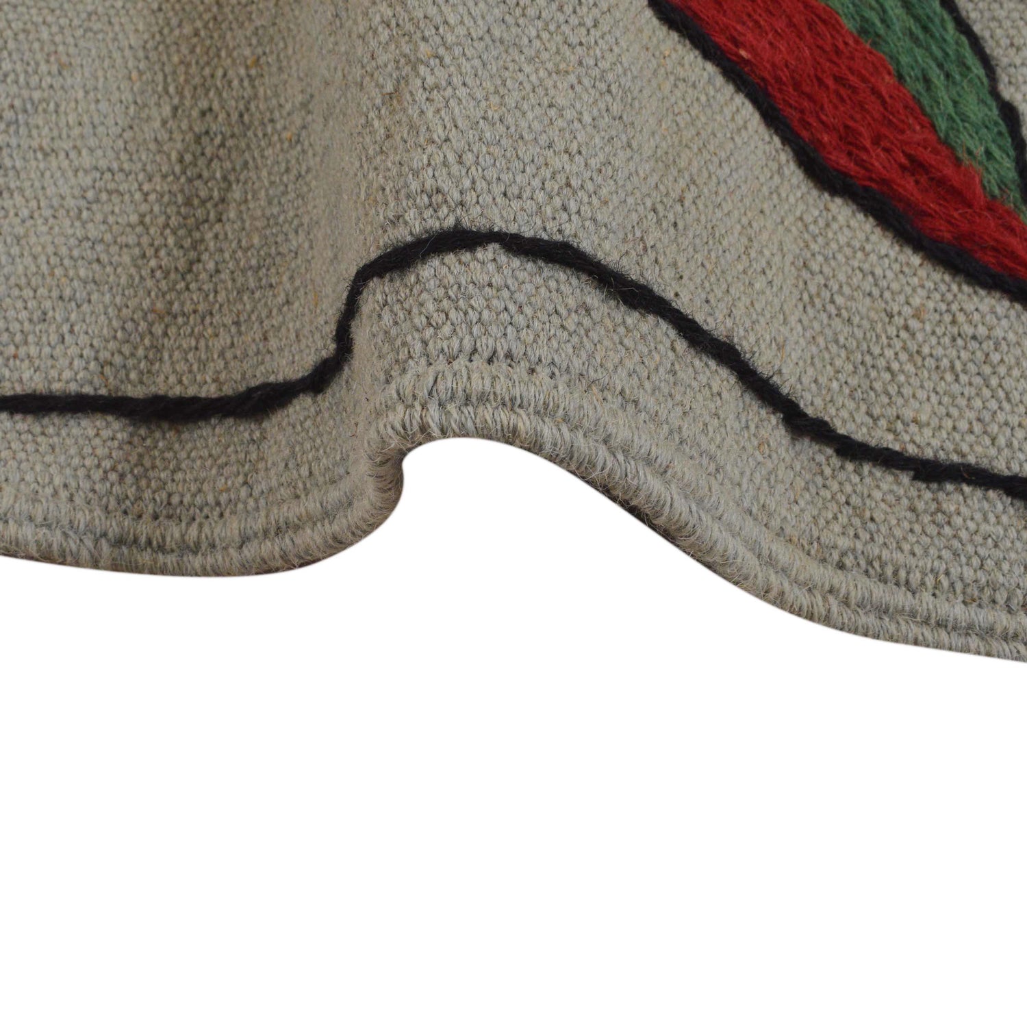 Gray Color Embroidery Flat Weave Kilim 3' 11" x 5' 9" ft / 119 x 175 cm - No. P35166