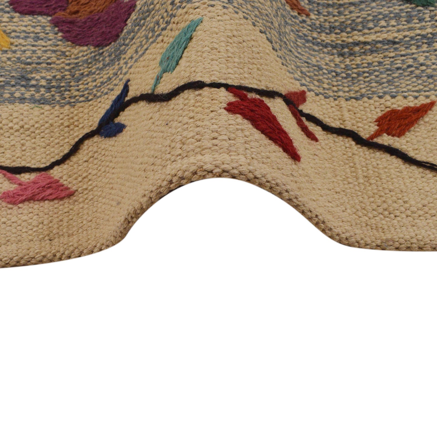 Hand Made Embroidery Kilim 5' 5" x 7' 10" ft / 165 x 240 cm - No. P35167