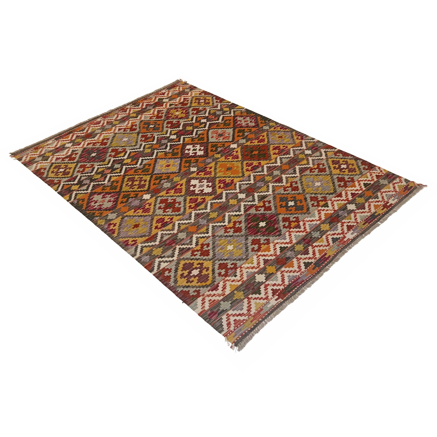 Handmade Vegetable Kelim 4' 11" x 6' 9" ft / 150 x 207 cm - No. P35229