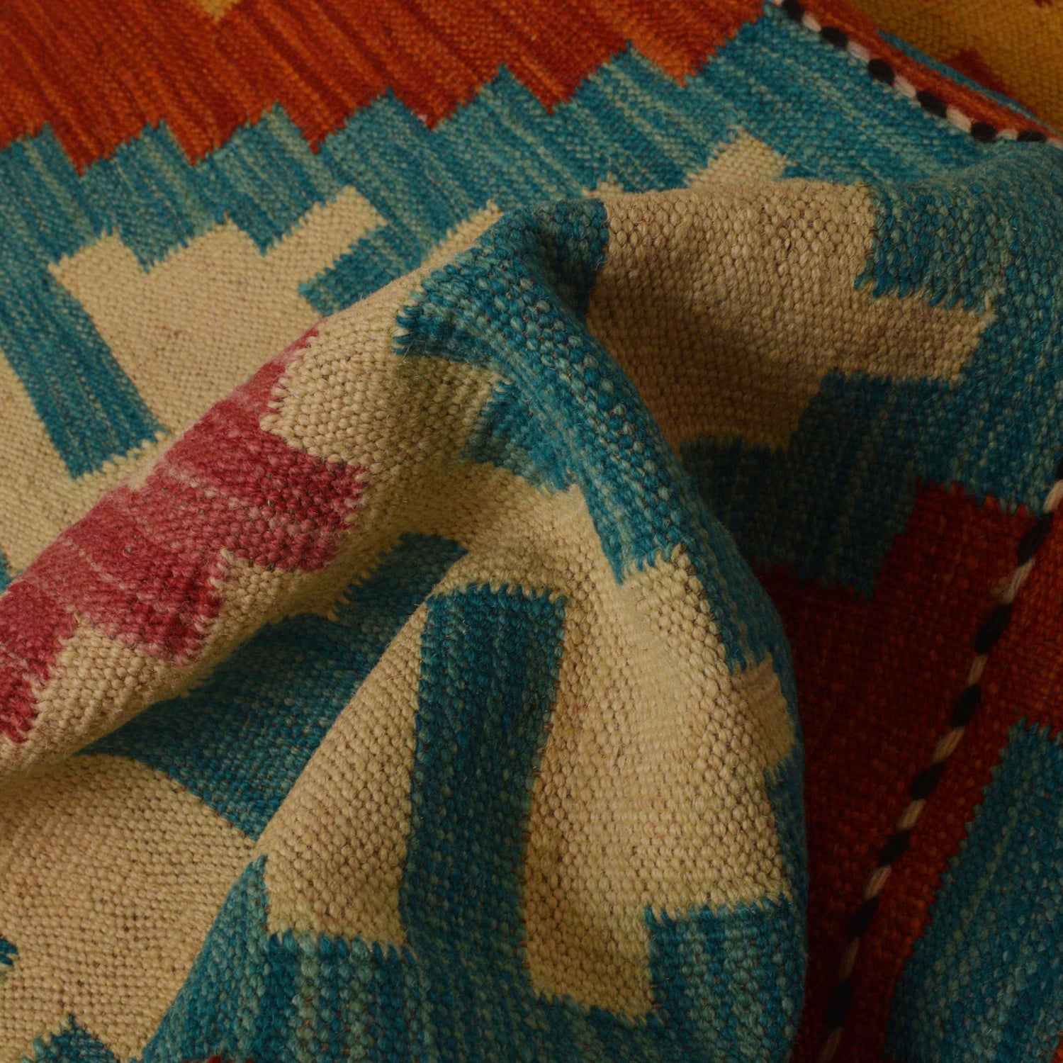 Hand Knotted Afghan Style Kilim Runner 2' 3" x 6' 9" ft / 68 x 205 cm - No. P35309