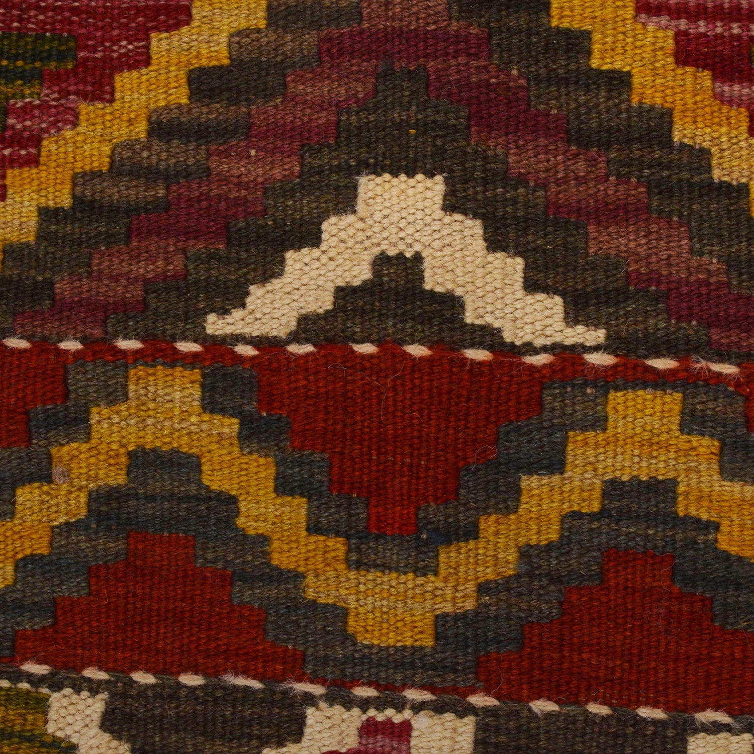 Multi Color ful Flat-Weave Wool Kilim 5' 0" x 6' 4" ft / 152 x 194 cm - No. P35337