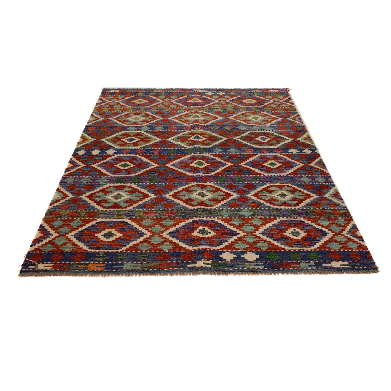 Handmade Afghan Vegetable Kilim 5' 1" x 6' 9" ft / 156 x 206 cm - No. P35340
